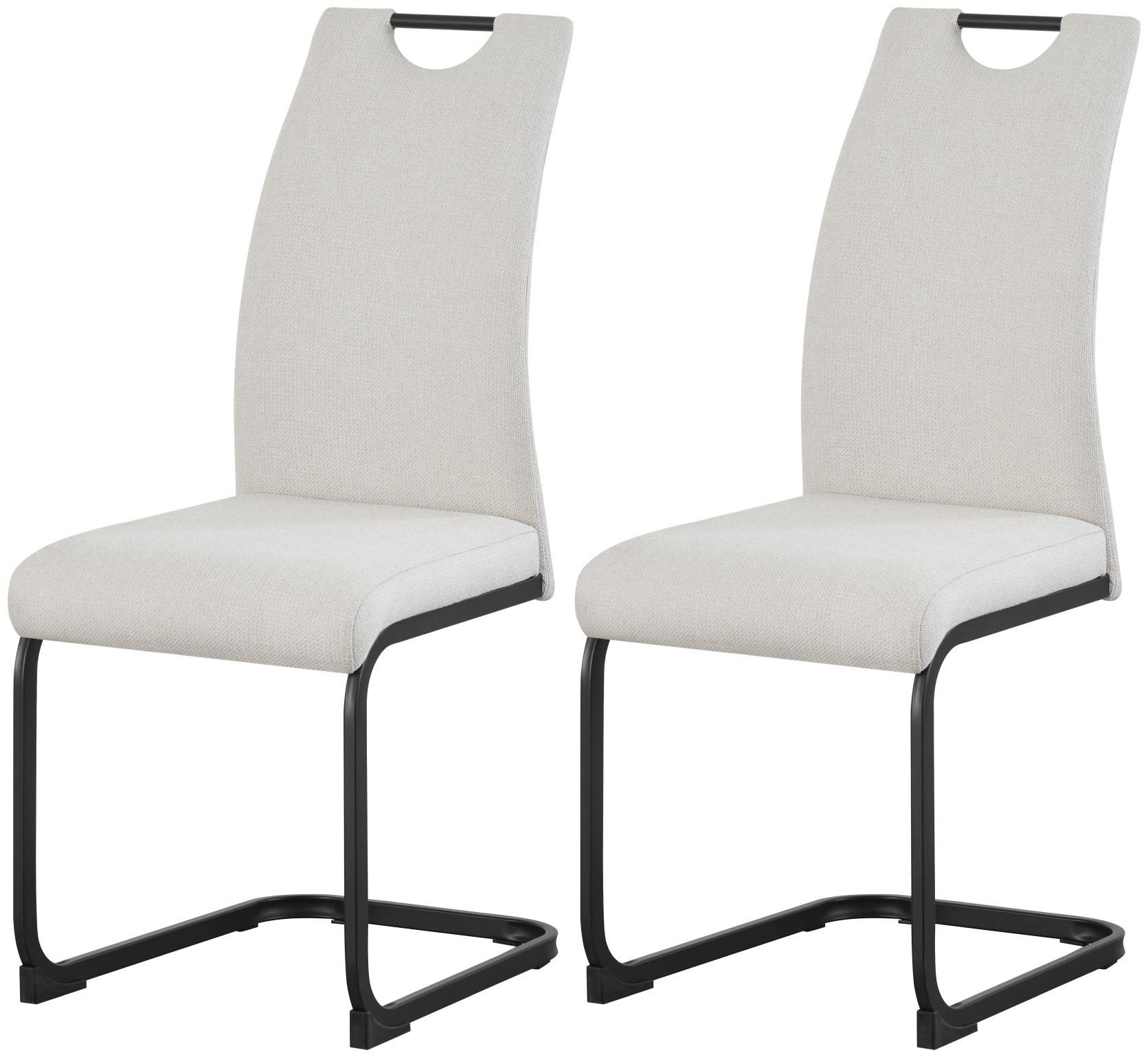 xonox.home Freischwinger, Esszimmerstühle aus Webstoff in creme & Metallbeinen 43 x 98 x 59 cm