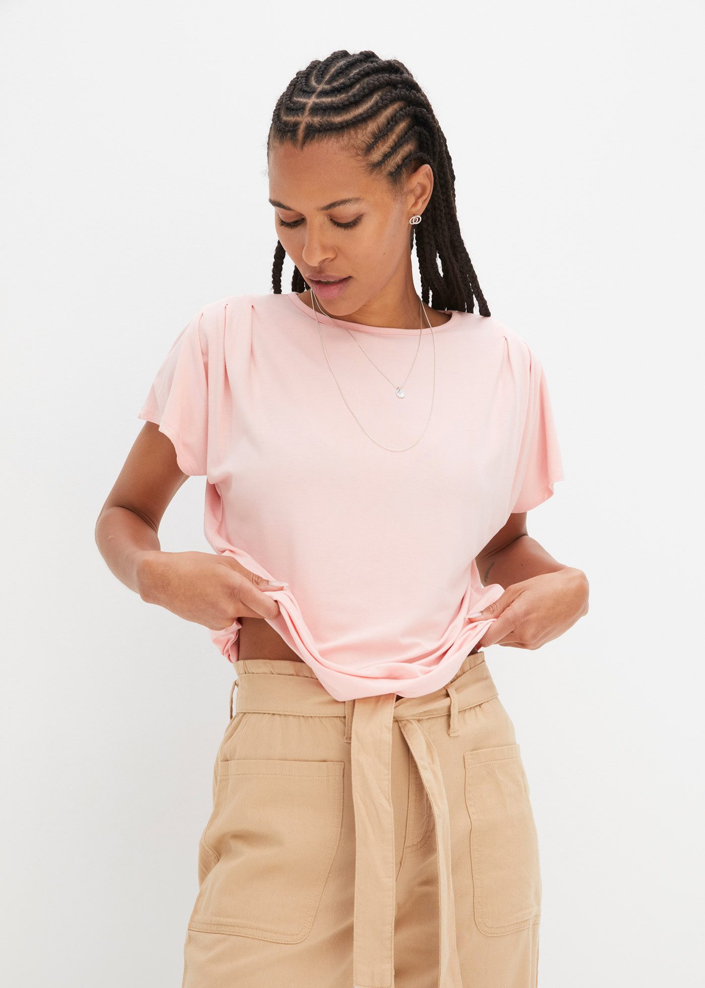 bonprix T-Shirt Oversize-Passform, Kurzarm, mit Raffung an der Schulter