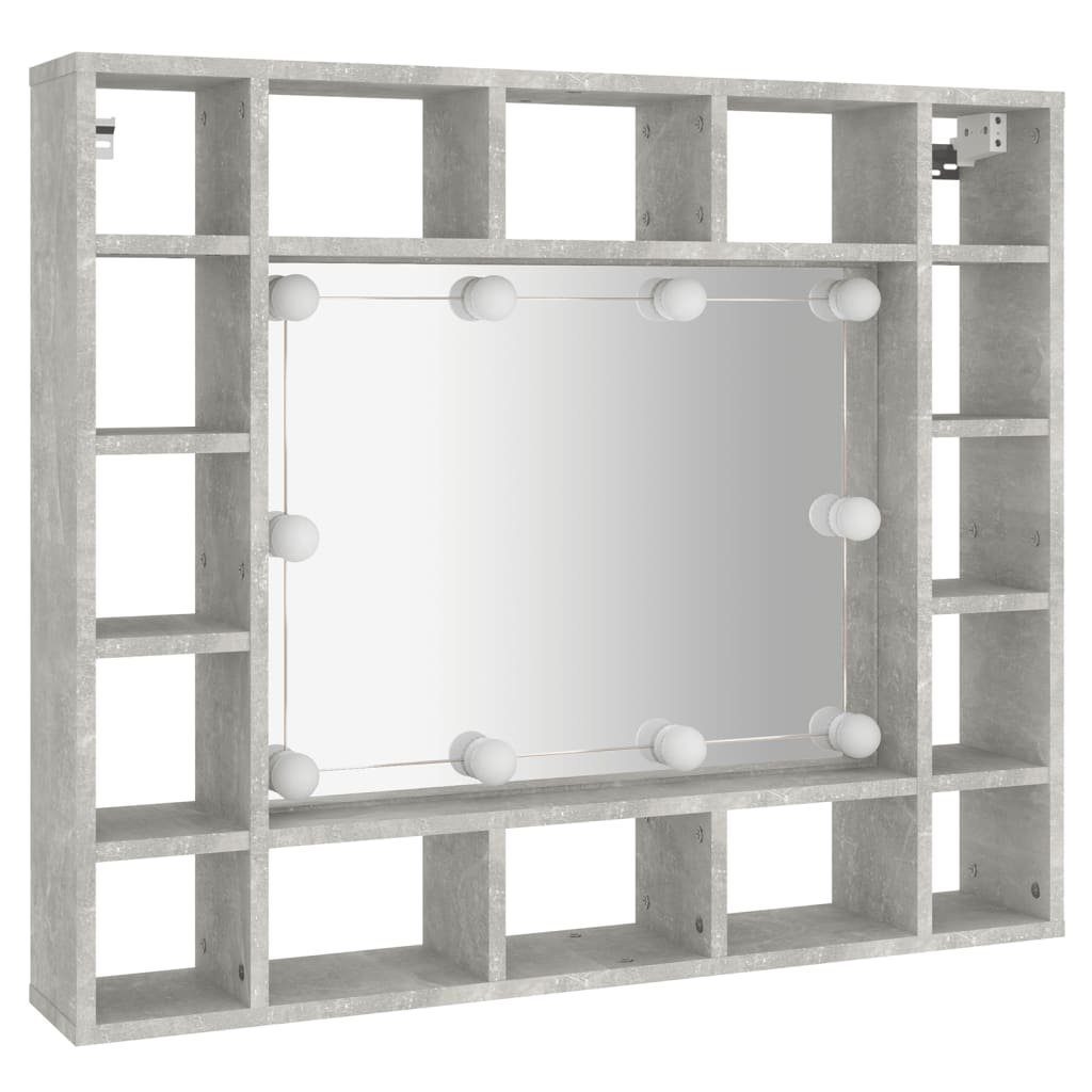 vidaXL Badezimmerspiegelschrank Spiegelschrank mit cm LED 91x15x76,5 Betongrau (1-St)