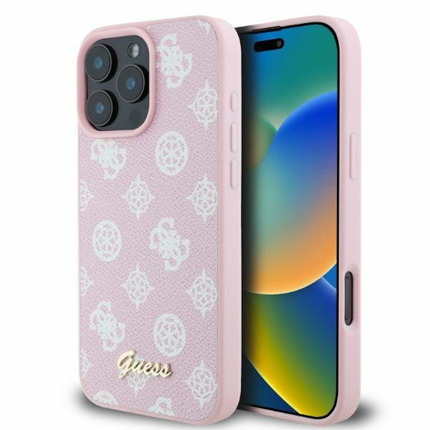 Smartphone-Hülle GUESS Apple iPhone 16 Pro Max Hardcase Peony Script MagSafe Hülle Pink