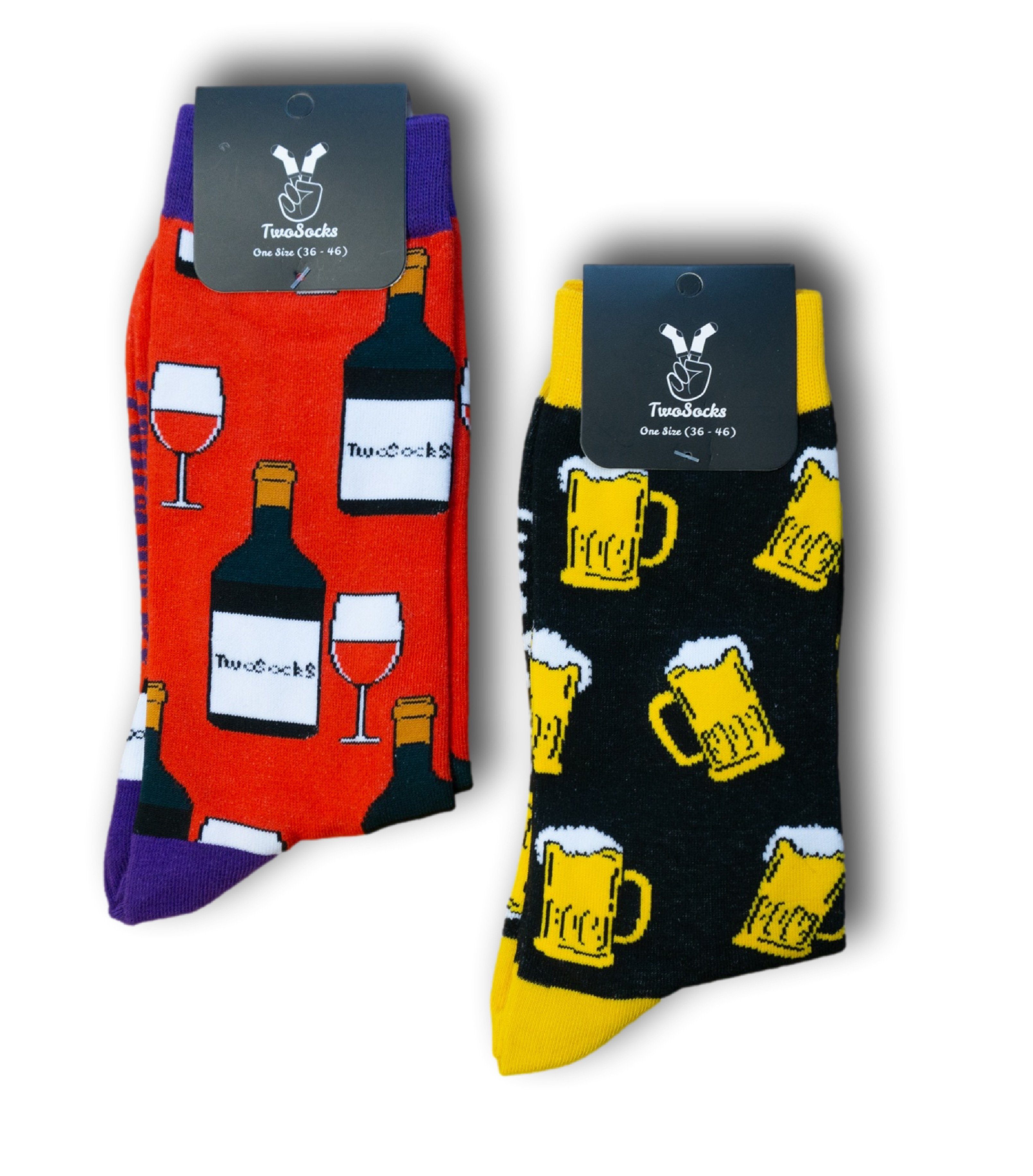 2er-Pack Socken TwoSocks Bier Socken, (Set, Freizeitsocken Lustige Paar) 2 Socken, Wein Einheitsgröße