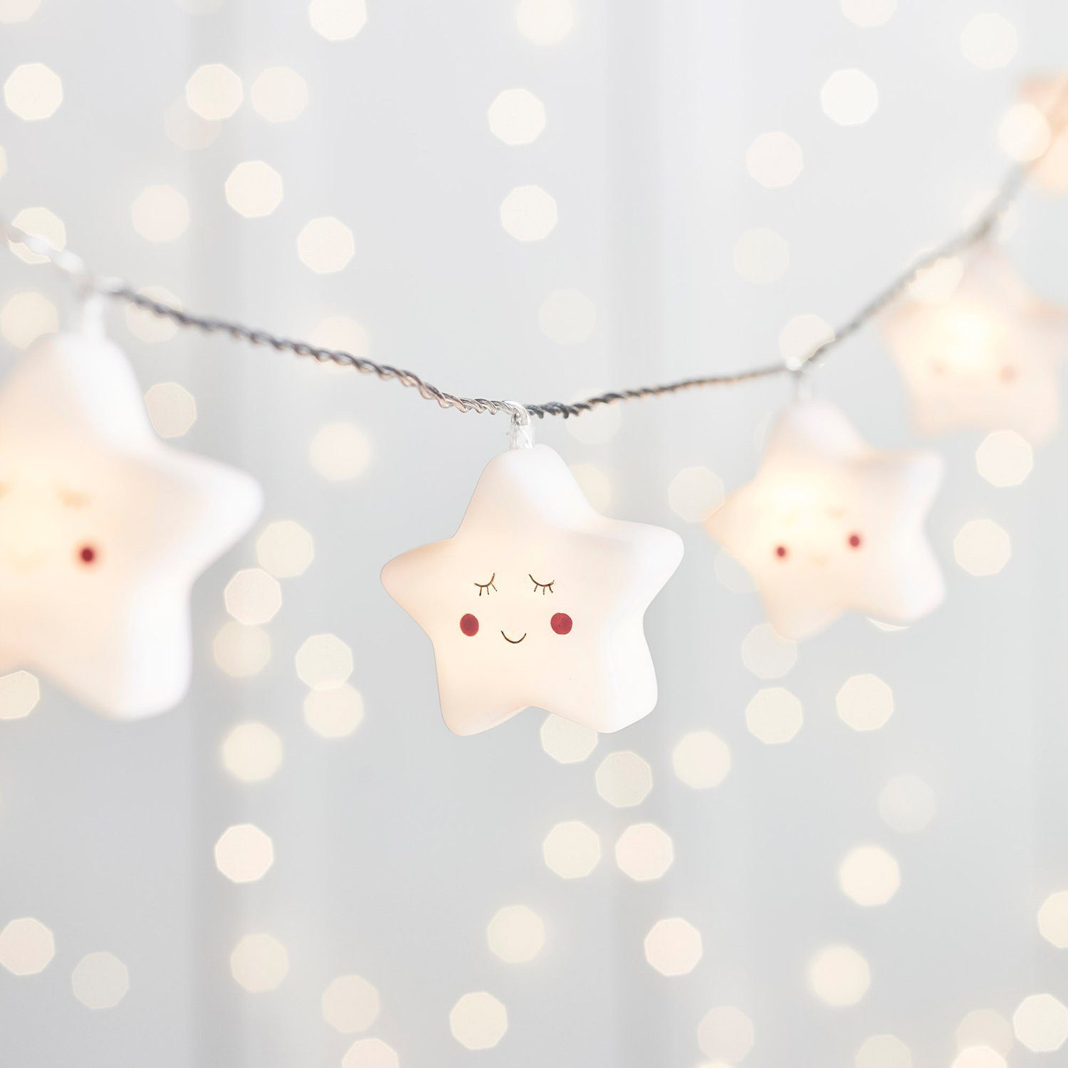 Lights4fun LED-Lichterkette 12er Lichterkette Sterne für Kinderzimmer Batteriebetrieb