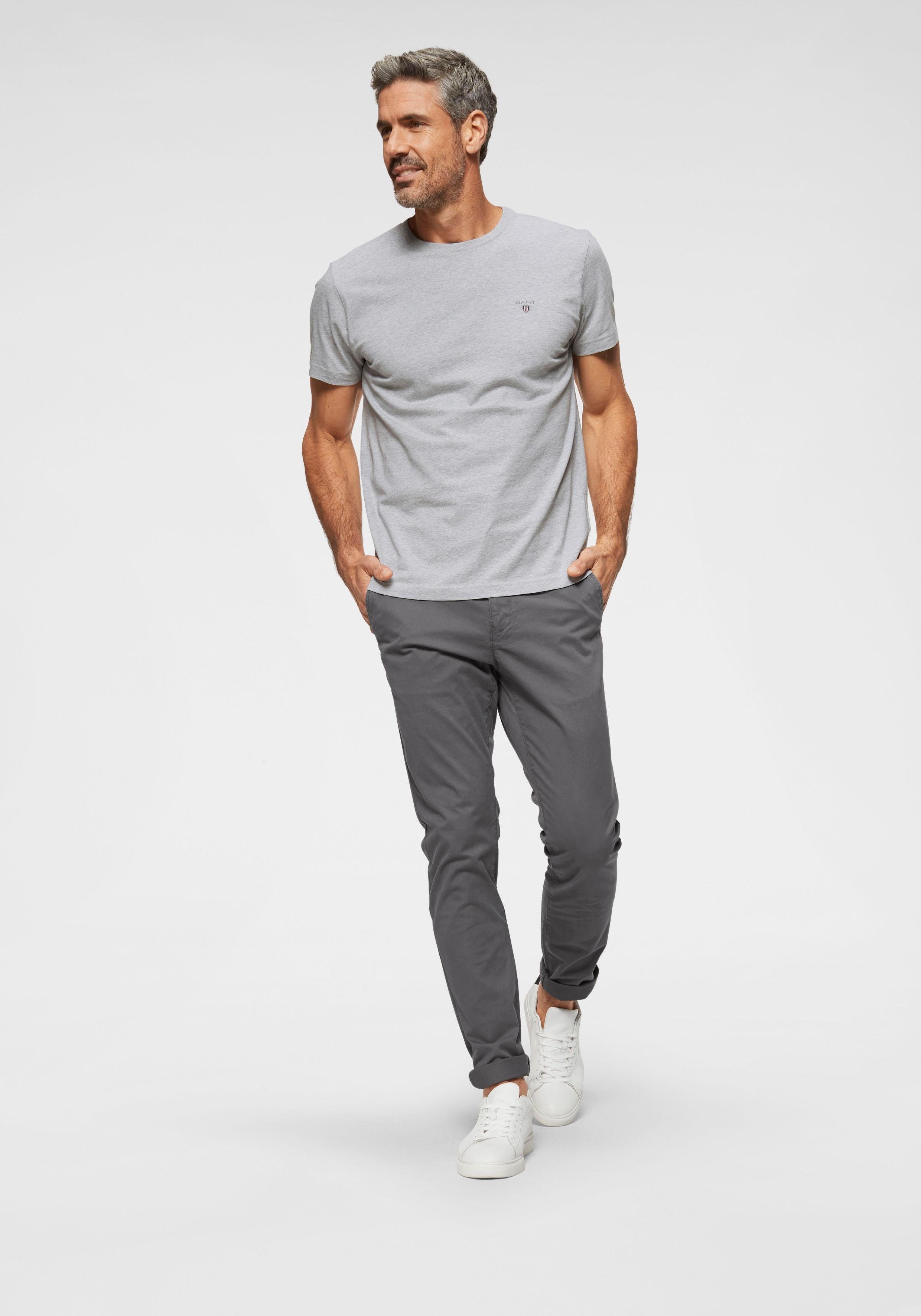 kleiner melange T-SHIRT mit Gant Kontrast-Logostickerei light SS ORIGINAL grey T-Shirt