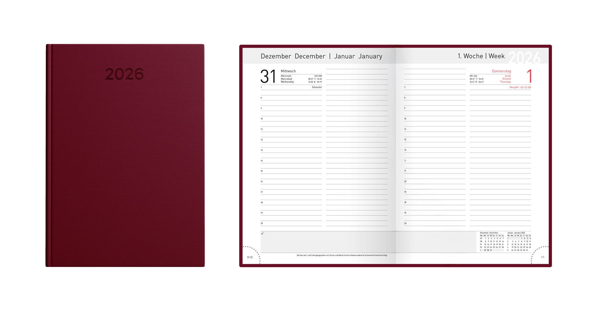 Idena Buchkalender Idena Buchkalender 2026 Basic burgund DIN A5