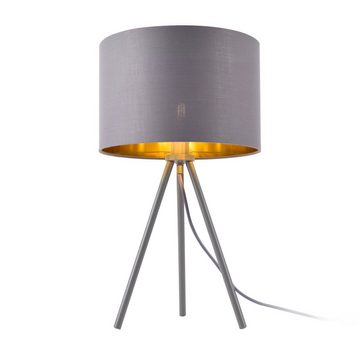 lux.pro Tischleuchte, ohne Leuchtmittel, »Metz« Tischlampe mit Stoffschirm und Metallfüße Tripod grau-gold
