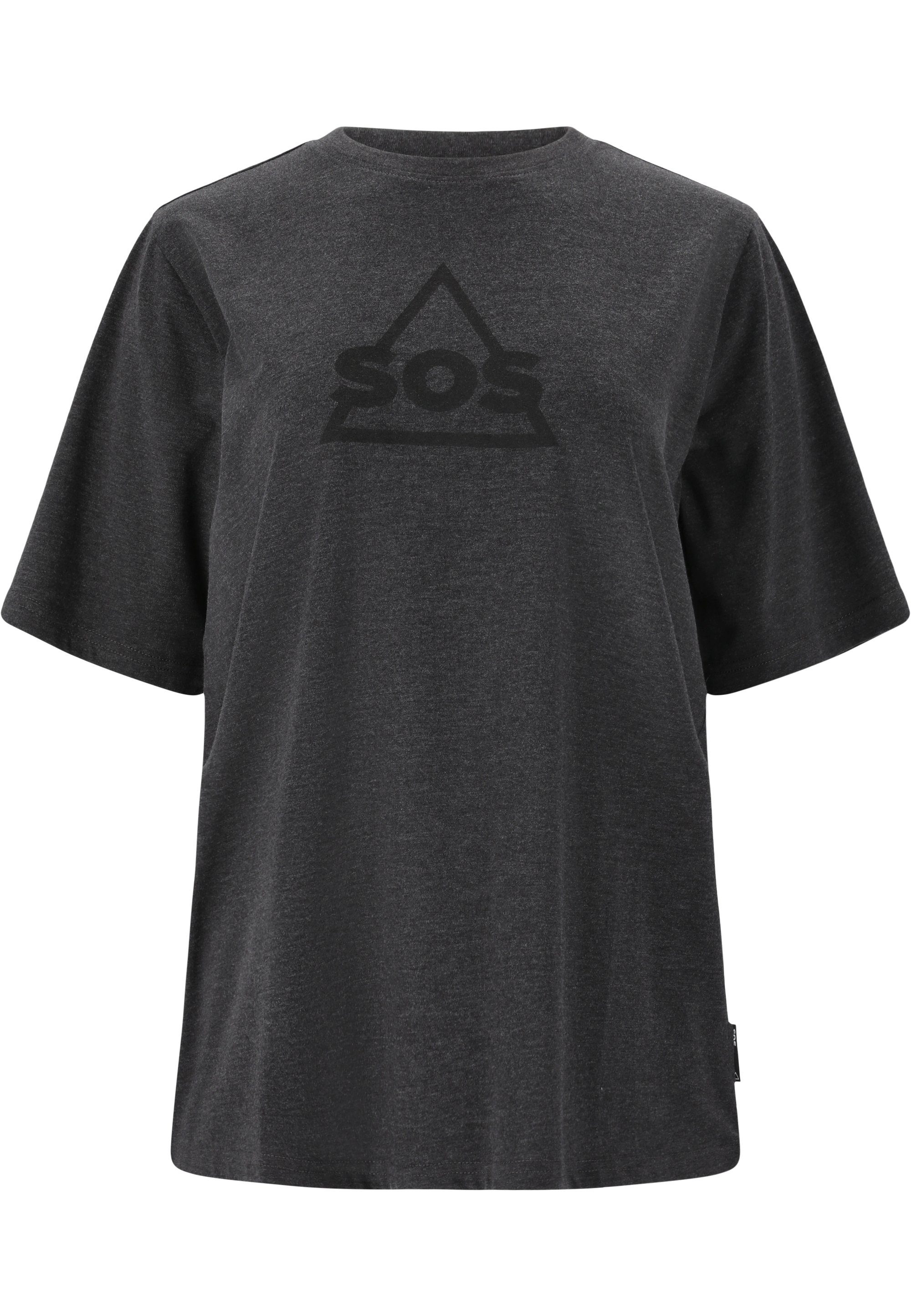 SOS Funktionsshirt Kvitfjell mit Front trendigem auf dunkelgrau der Markenlogo