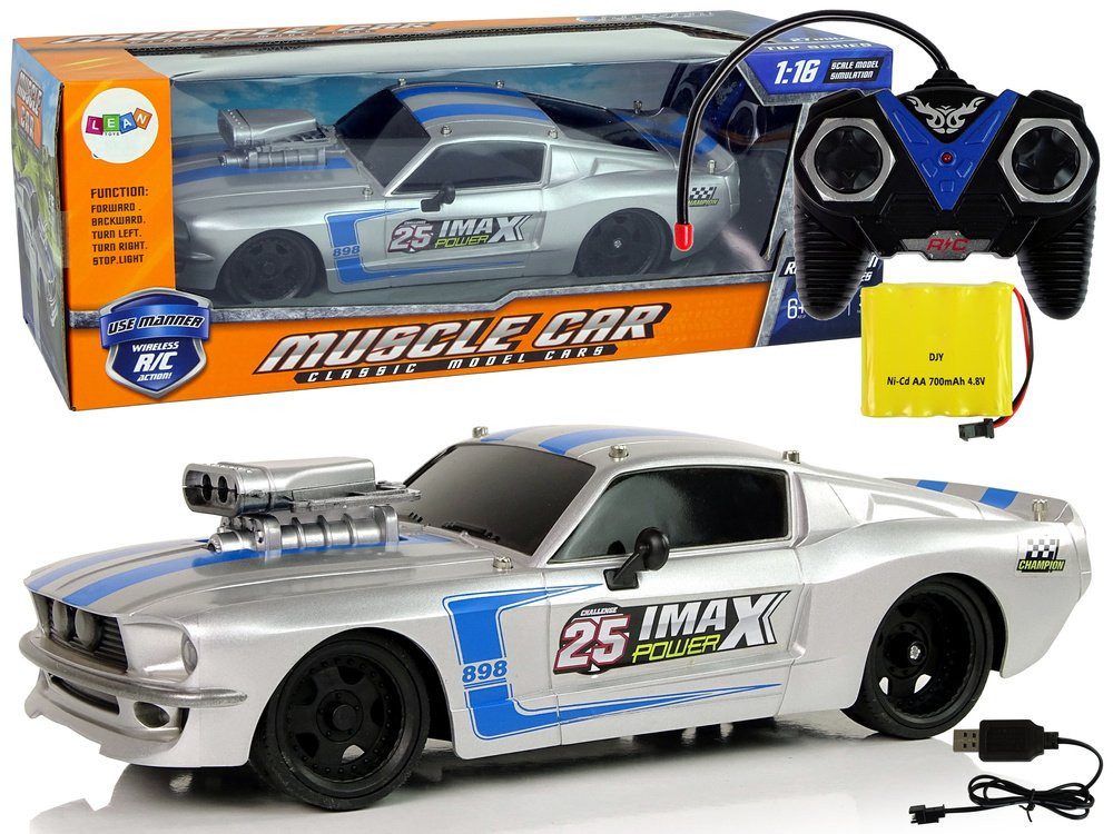 Wisam RC-Auto R/C Sportwagen 1:16 Silver Blue Stripes Pilot
