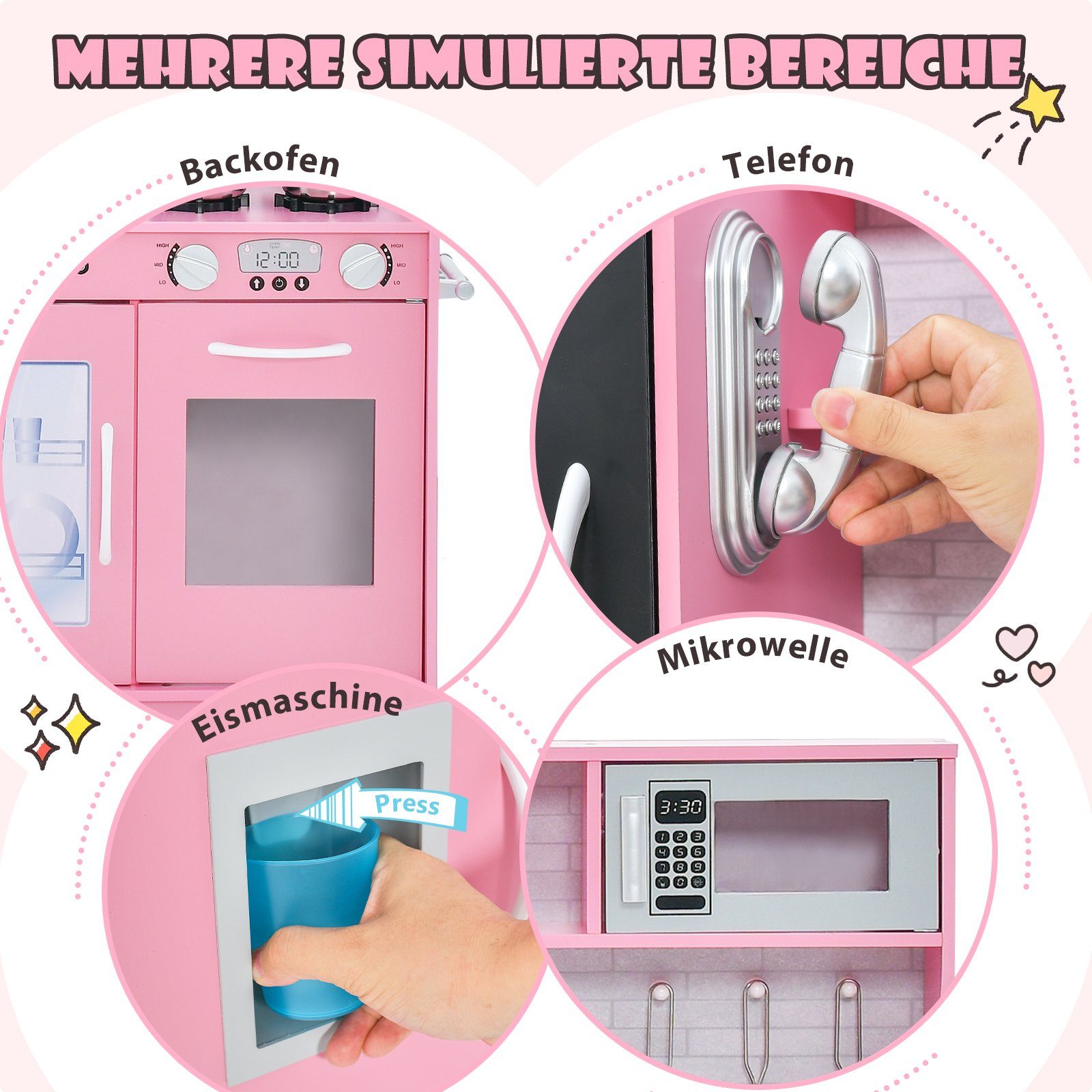 COSTWAY Spielküche Kinderküche, mit Zubehör & Tafel günstig online kaufen