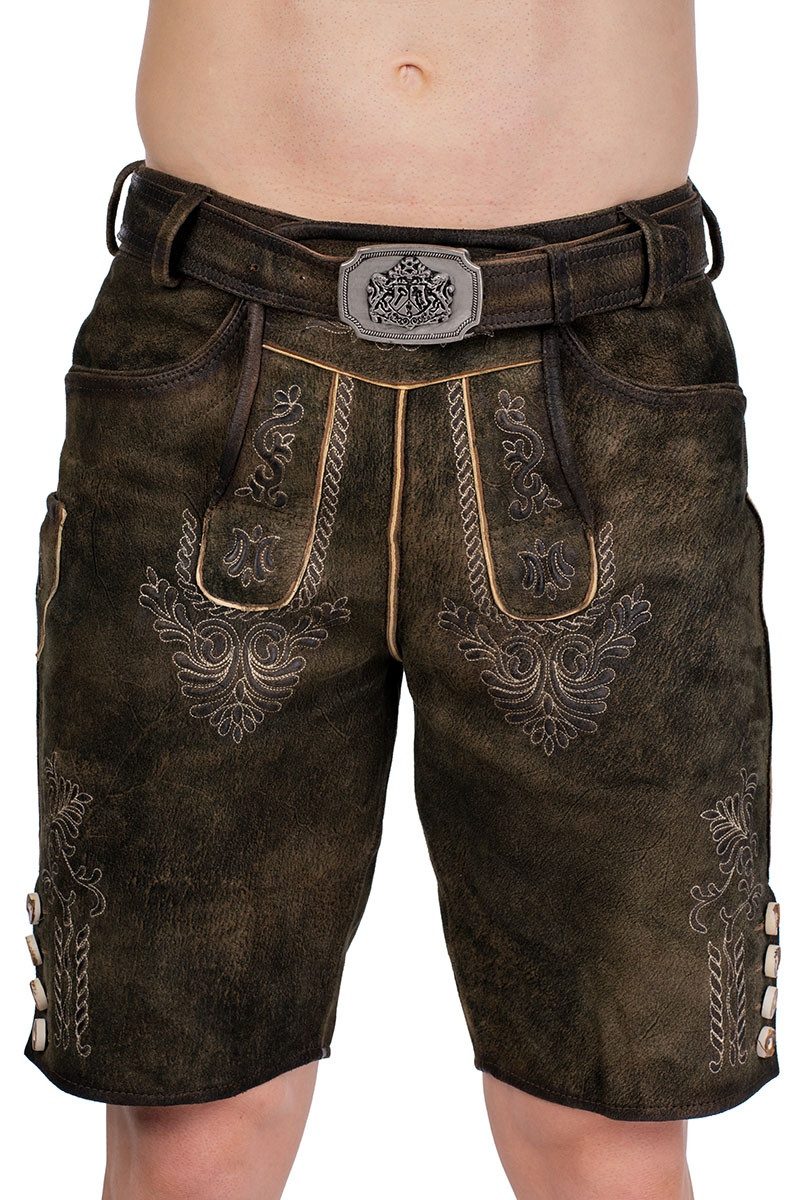 Hammerschmid Trachtenlederhose Lederhose Herren kurz - PARSDORF - dunkelbraun antik