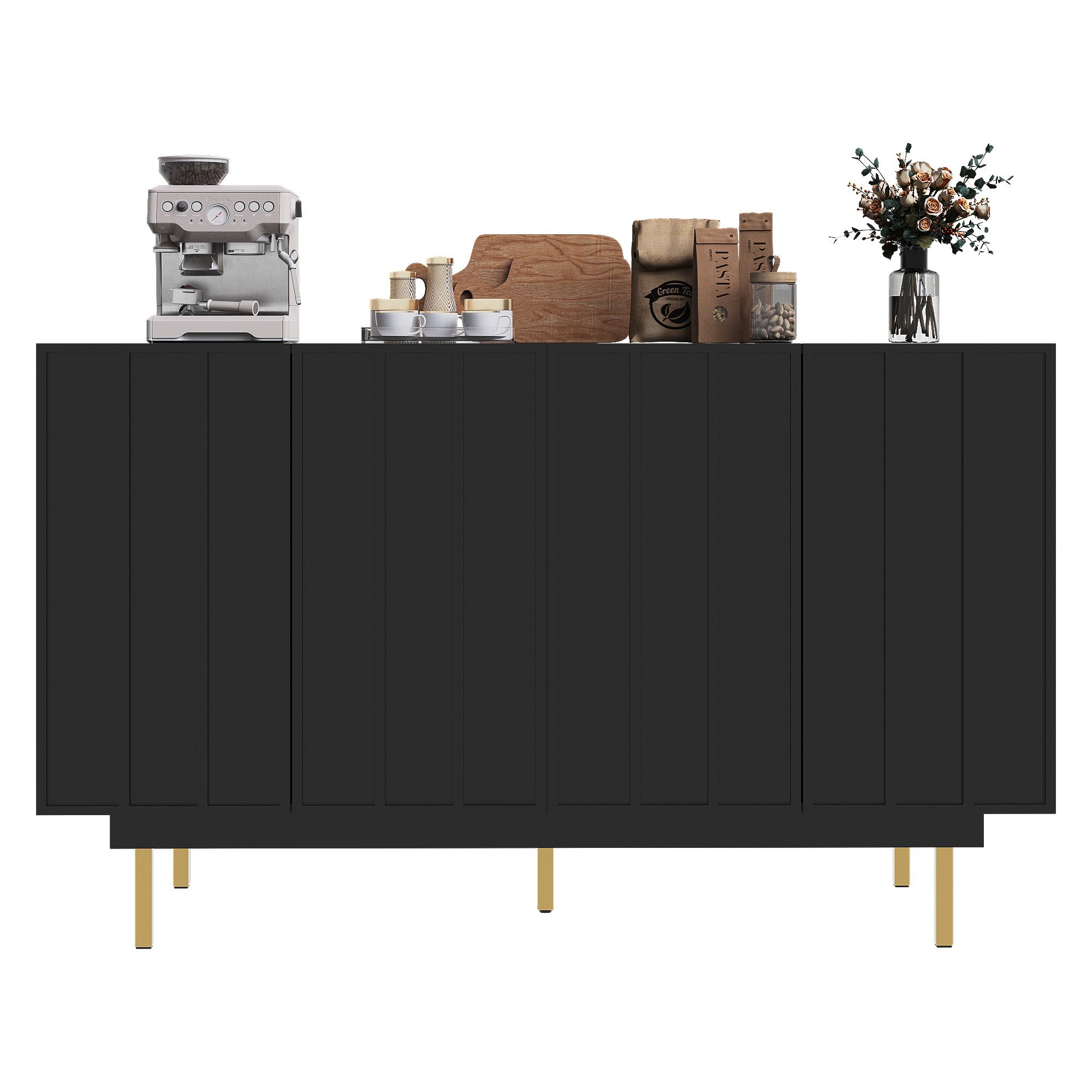 KLAM HOME Sideboard Küchenschrank Aufbewahrungsschrank mit 4 Türen 140×38,5 günstig online kaufen