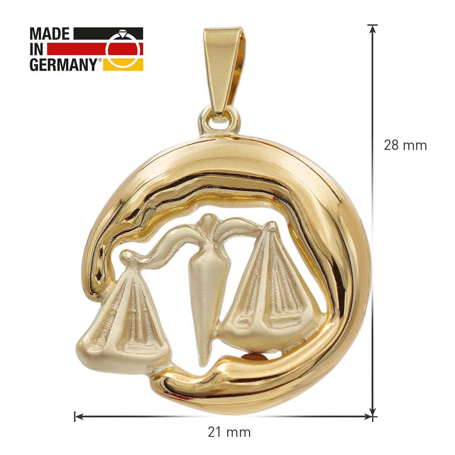 trendor Sternzeichenanhänger Waage Sternzeichen Gold Karat) 333 mm Ø 21 (8