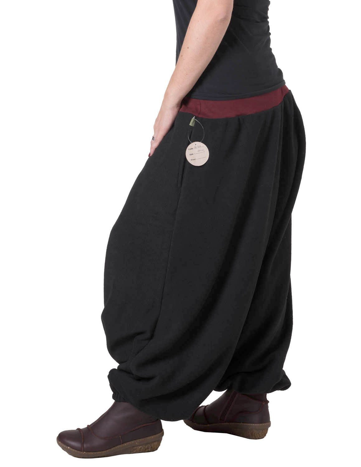 aus Vishes Haremshose Größe Fleece Pumhose, Yogahose Einheitsgröße/Lange Fleecehose Pluderhose, schwarzrot