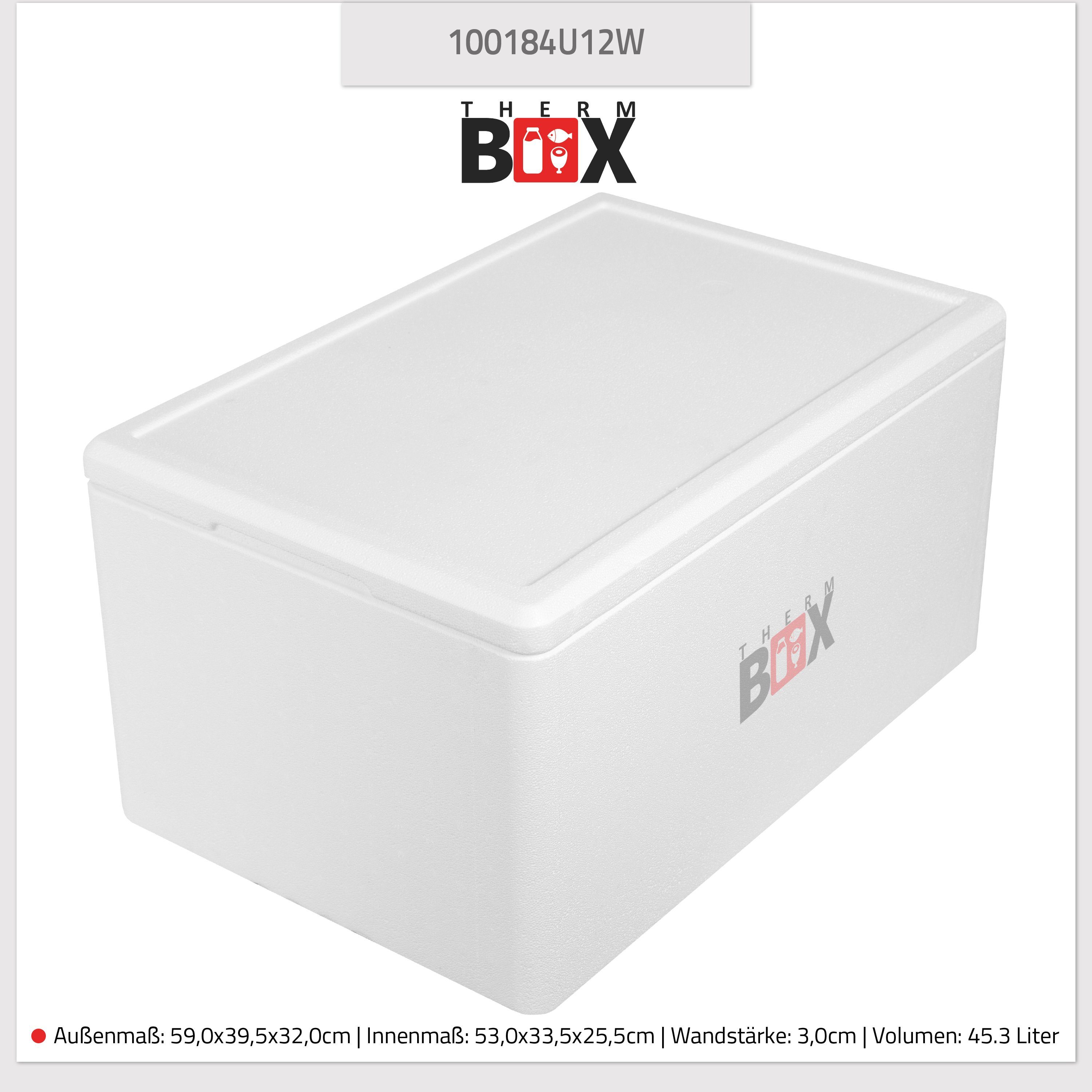 Wiederverwendbar 2 Thermobox & Thermobehälter Isolierbox (1, 46L Set & Boxen Styroporbox Warmhaltebox, 12L Essen 2-tlg., Kühlbox Thermobox Karton), mit Getränke Deckel für THERM-BOX Styropor-Verdichtet, im