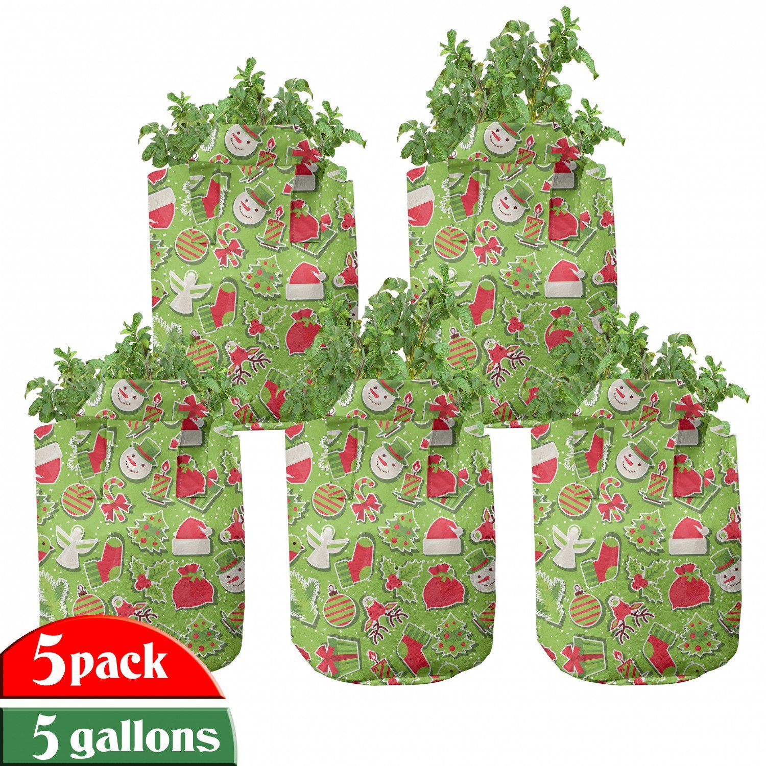 Abakuhaus Pflanzkübel hochleistungsfähig Stofftöpfe mit Griffen für Pflanzen, Weihnachten Weihnachten