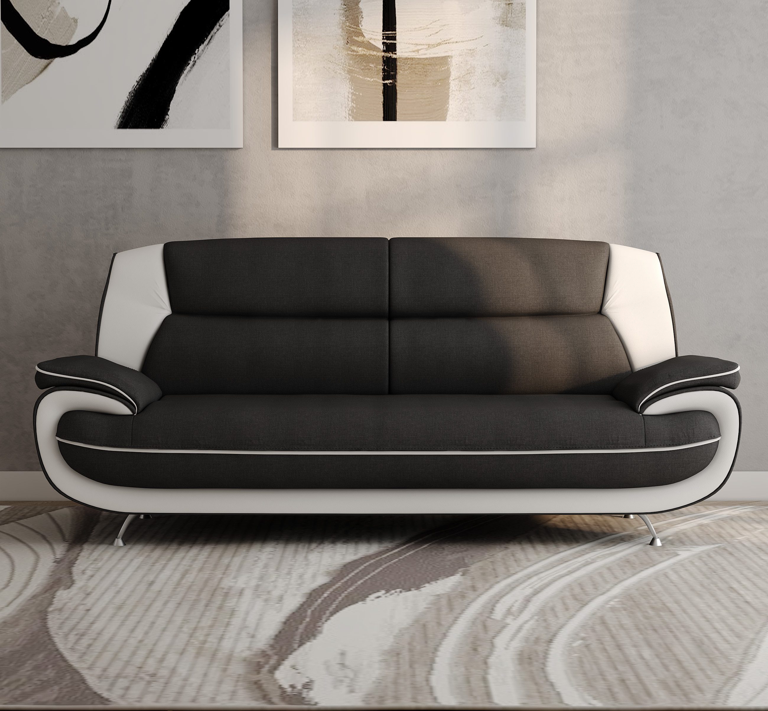 Kaiser Möbel 3-Sitzer modern für das Wohnzimmer, Stoff Kronos, PALERMO, Einzelsofa, ergonomische Rückenlehne,extra breite Sitzfläche