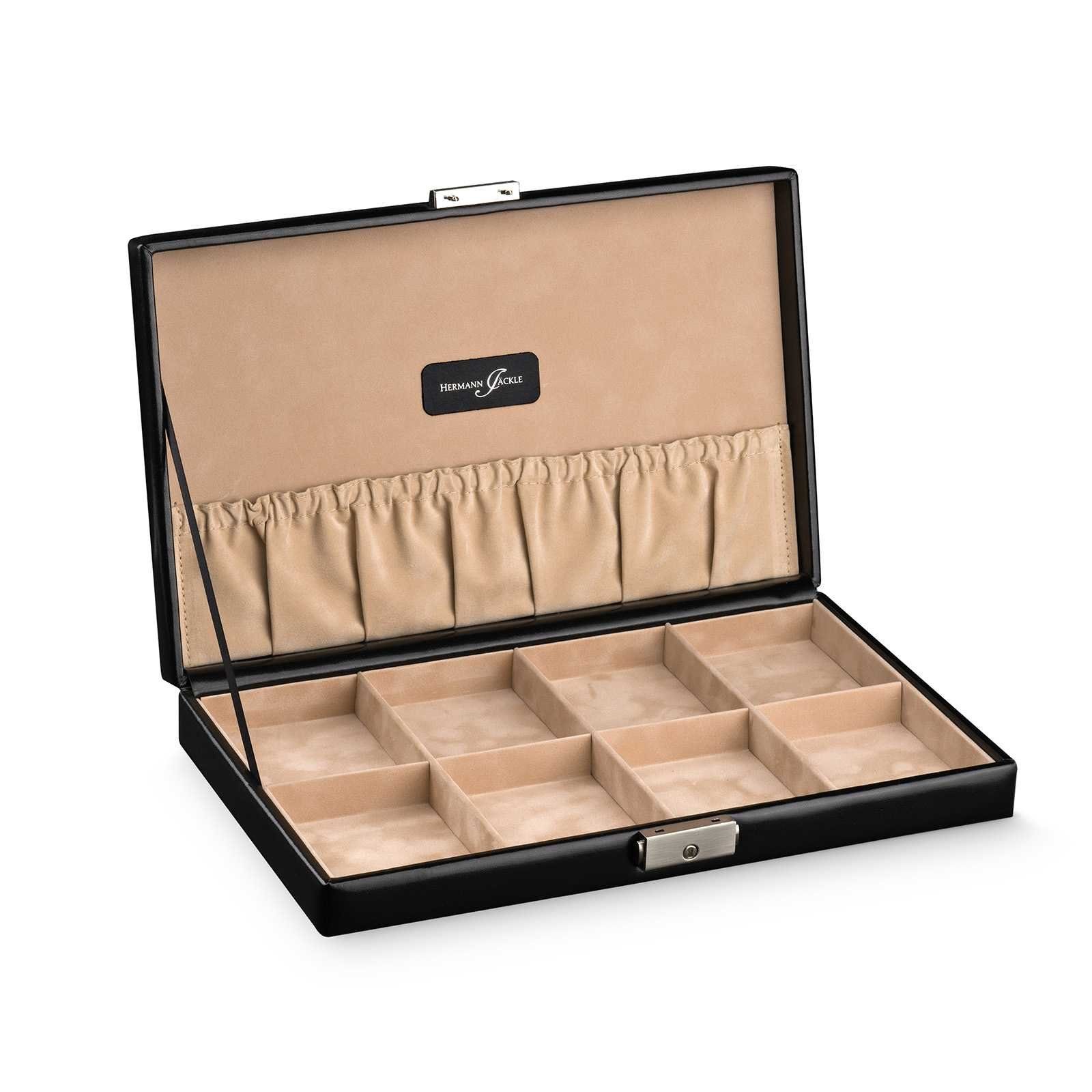 Hermann Jäckle Uhrenbox Schiltach 8 Taschenuhren Sammler Box schwarz, Made in Germany