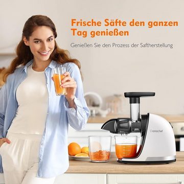 AMZCHEF Slow Juicer für Gemüse & Obst, Lebensmittelgeeignete Materialien, 150,00 W, Umkehr-Mastication-Funktion, Überhitzungsschutz, 60 dB