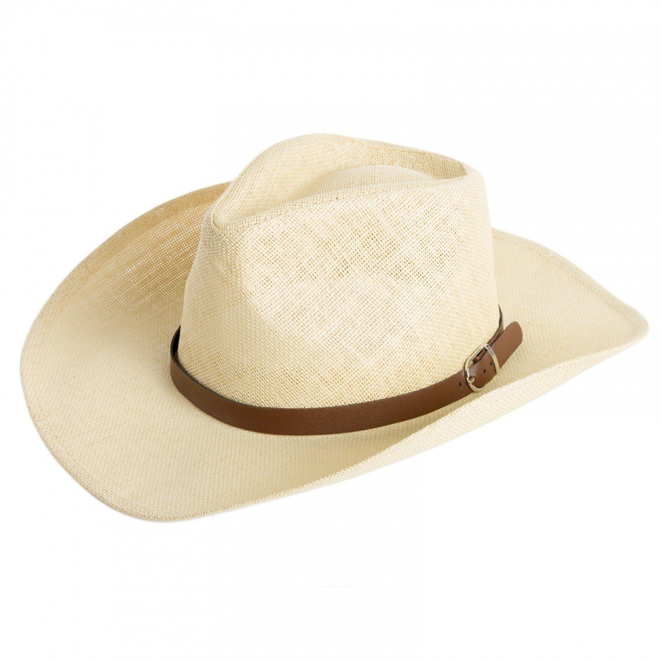 Cowboy Cowboyhut mit braunem Hut Gürtelband Herren Caspar HT009 beige