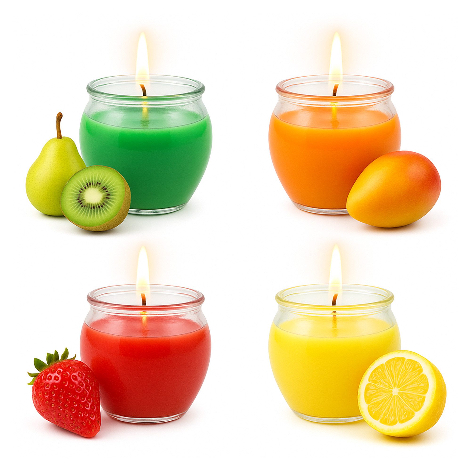 HS Candle Duftkerze "Selection" Duftmix (Set, 4-tlg), Fruit Selection, Duftnote fruchtig, bis zu 18h Brenndauer pro Kerze