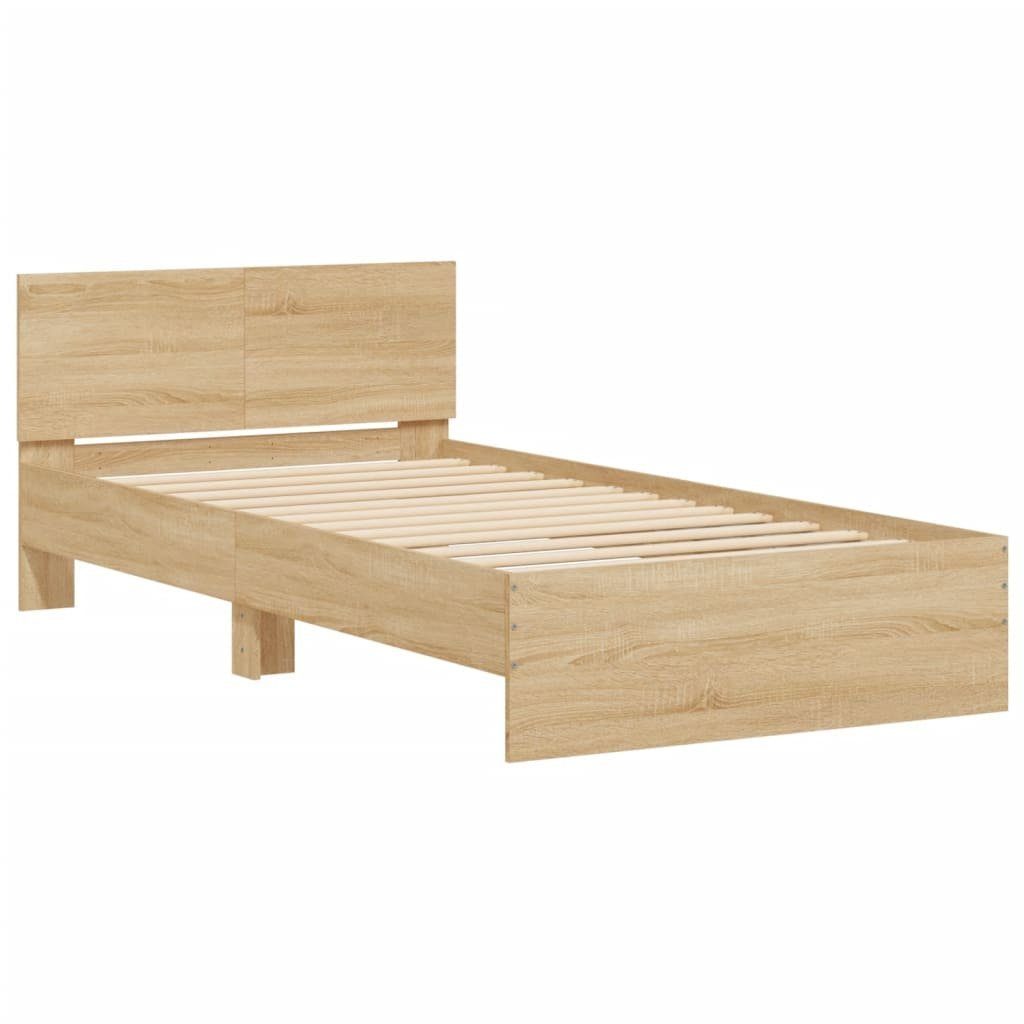 vidaXL Bett Bettgestell mit Kopfteil Sonoma-Eiche 100x200 cm Holzwerkstoff