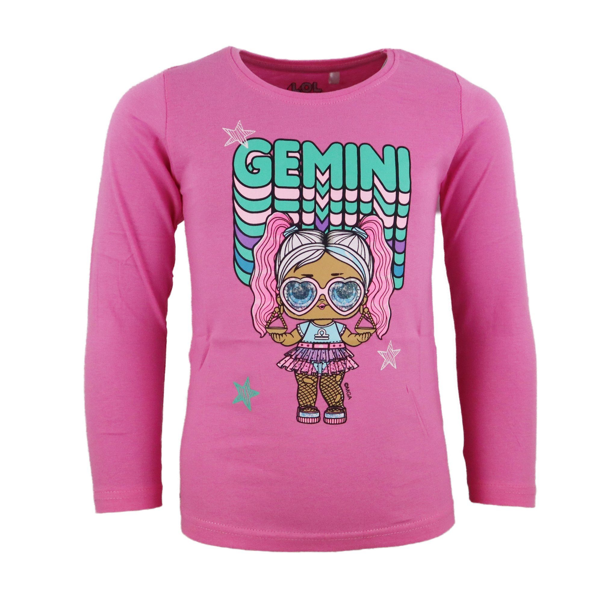 L.O.L. SURPRISE! Langarmshirt LOL Surprise Gemini Kinder Mädchen Shirt Gr. 98 bis 128, 100% Baumwolle Rosa
