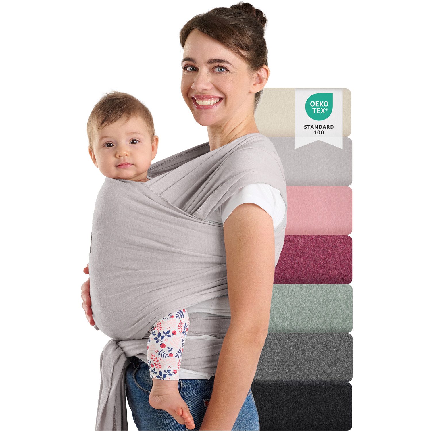 Laleni Tragetuch für Neugeborene bis 15kg - 100% weiche Baumwolle, Babytragetuch aus Baumwolle, OEKO-TEX Zertifiziert, ab Geburt geeignet
