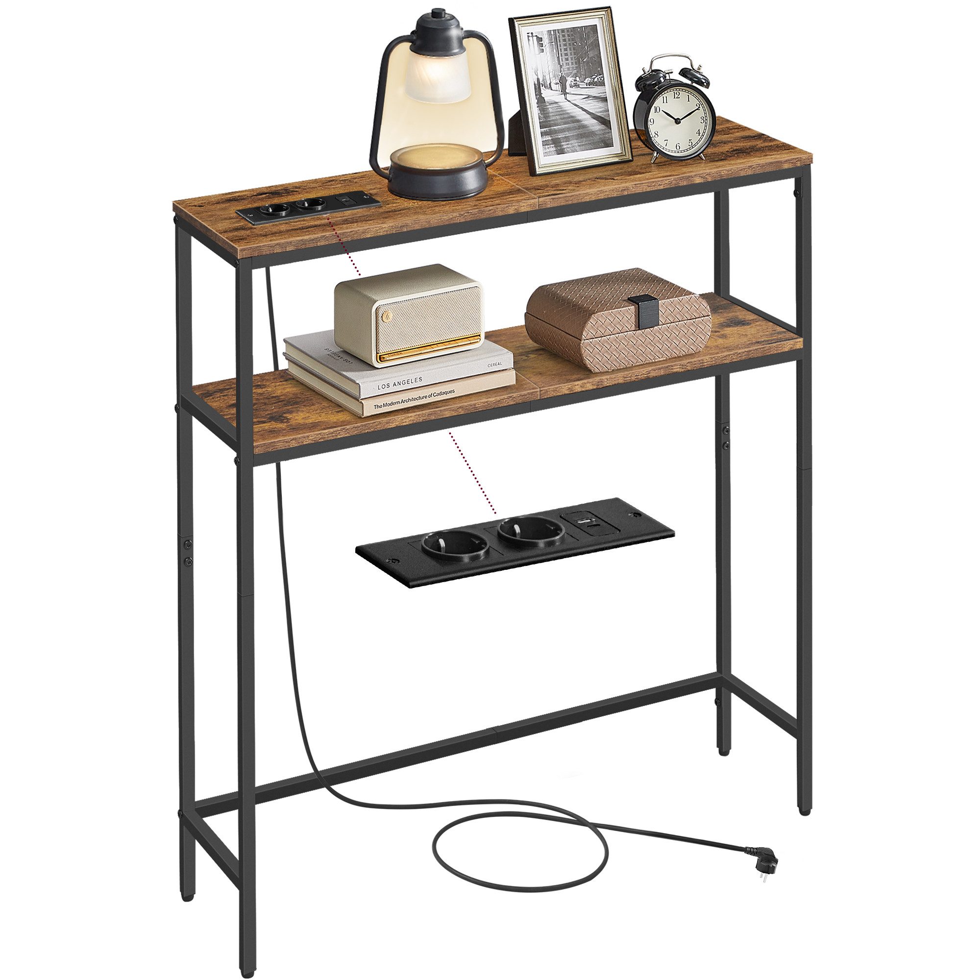 VASAGLE Konsolentisch, schmaler Sofatisch mit 2 Ablagen, Flurtisch mit Lade günstig online kaufen