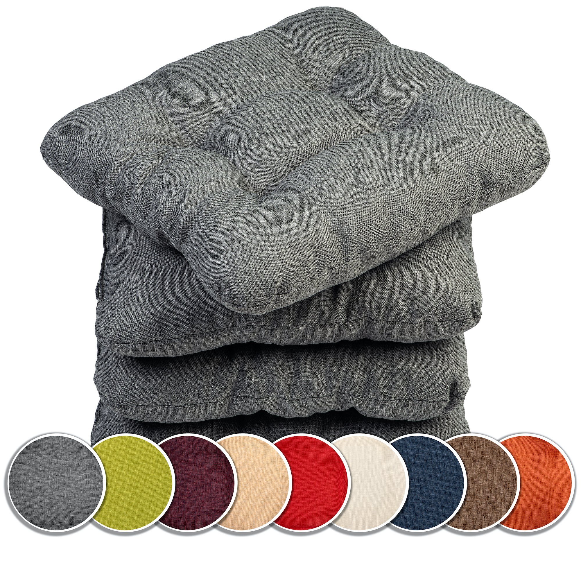 sunnypillow Stuhlkissen 4er Set Stuhlkissen 45x45 cm Bequeme 8cm, Polsterau günstig online kaufen