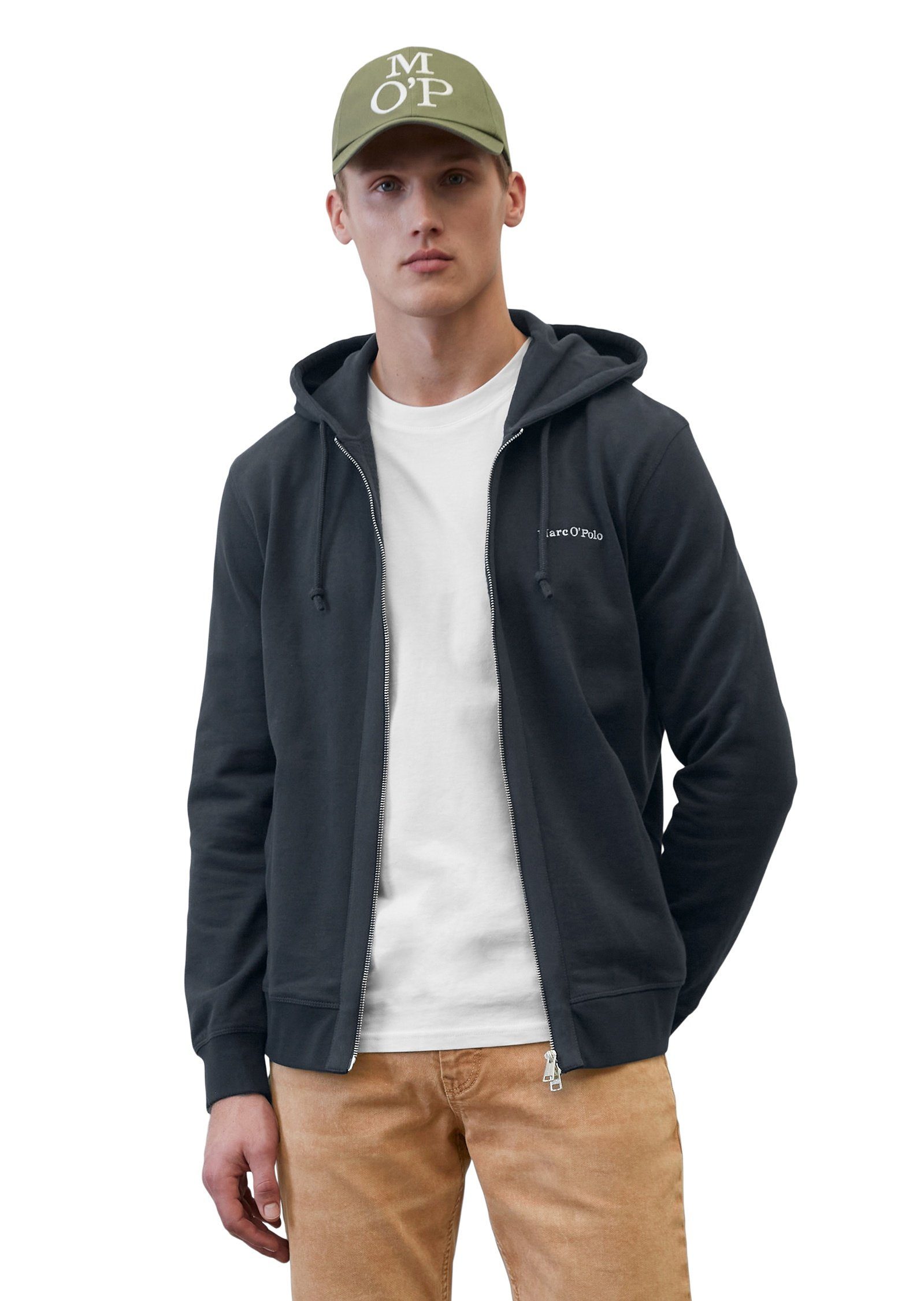 Marc O'Polo Sweatjacke aus reiner Bio-Baumwolle dunkelblau