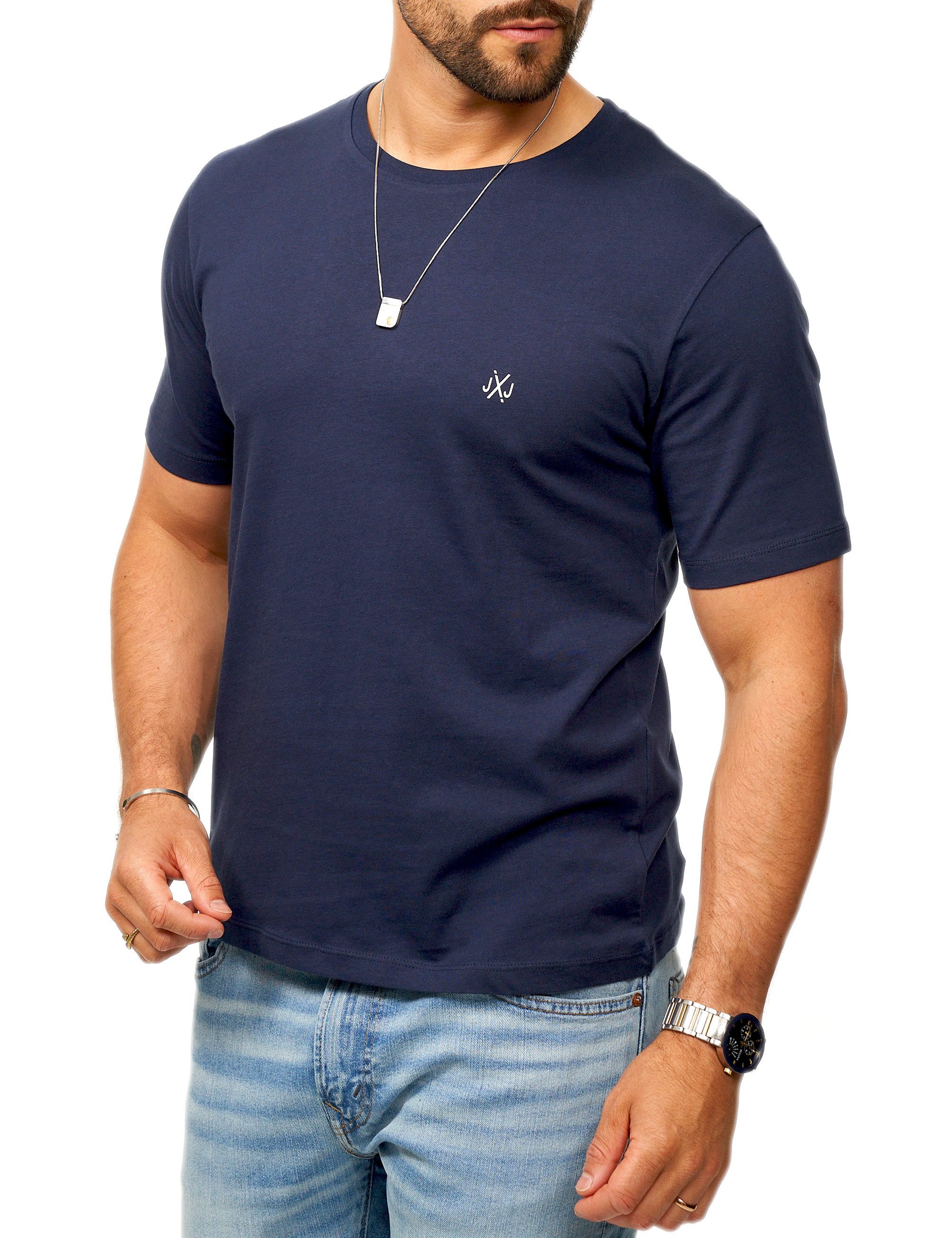 Jack & Jones T-Shirt INFINITY JXJ TEE CREW NECK MIT RUNDHALSAUSSCHNITT Kurzarm Shirt aus 100% Baumwolle mit Logo Details für Herren