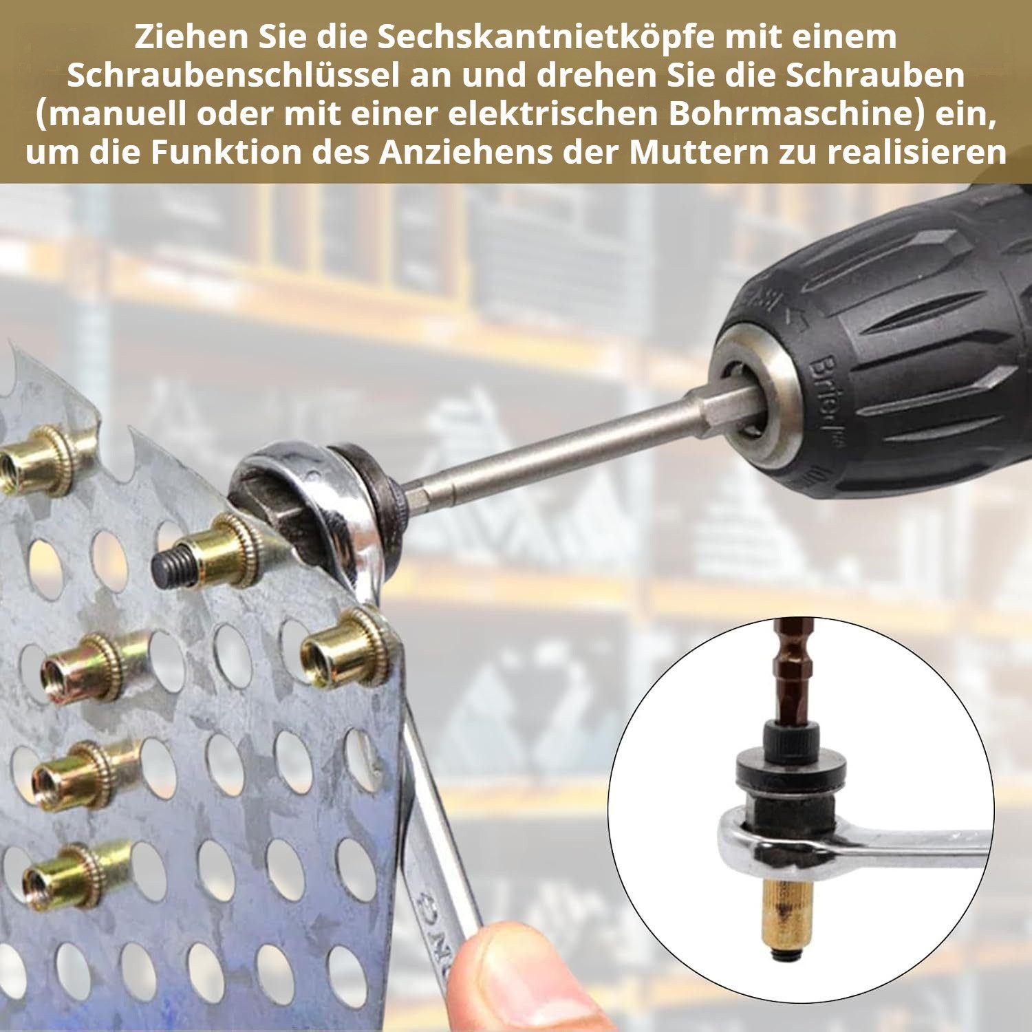 QUBEBU Blindniete Nietenzange Nietmuttern, Nieten Set mit Werkzeug Dorn für M3 - M12, (Handnietwerkzeug Set, Rivet Nut Tool Entworfen für Enge Räume, 77 St., Ve – Bild 5 von 5