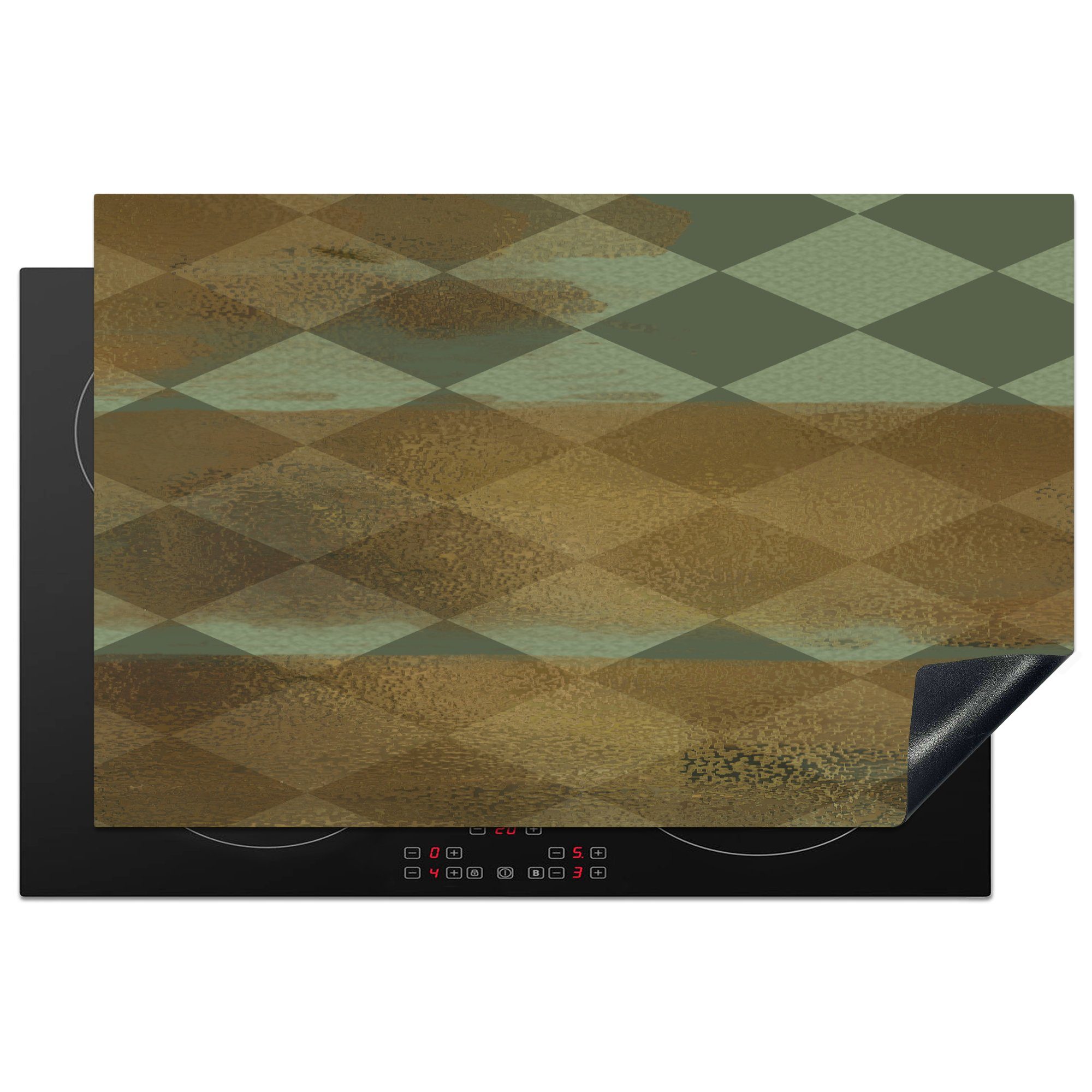 MuchoWow Herdblende-/Abdeckplatte Muster Schutz (1 Gold die für Vinyl, Grün Ceranfeldabdeckung - cm, küche, Farbe, Induktionskochfeld 81x52 tlg), - 
