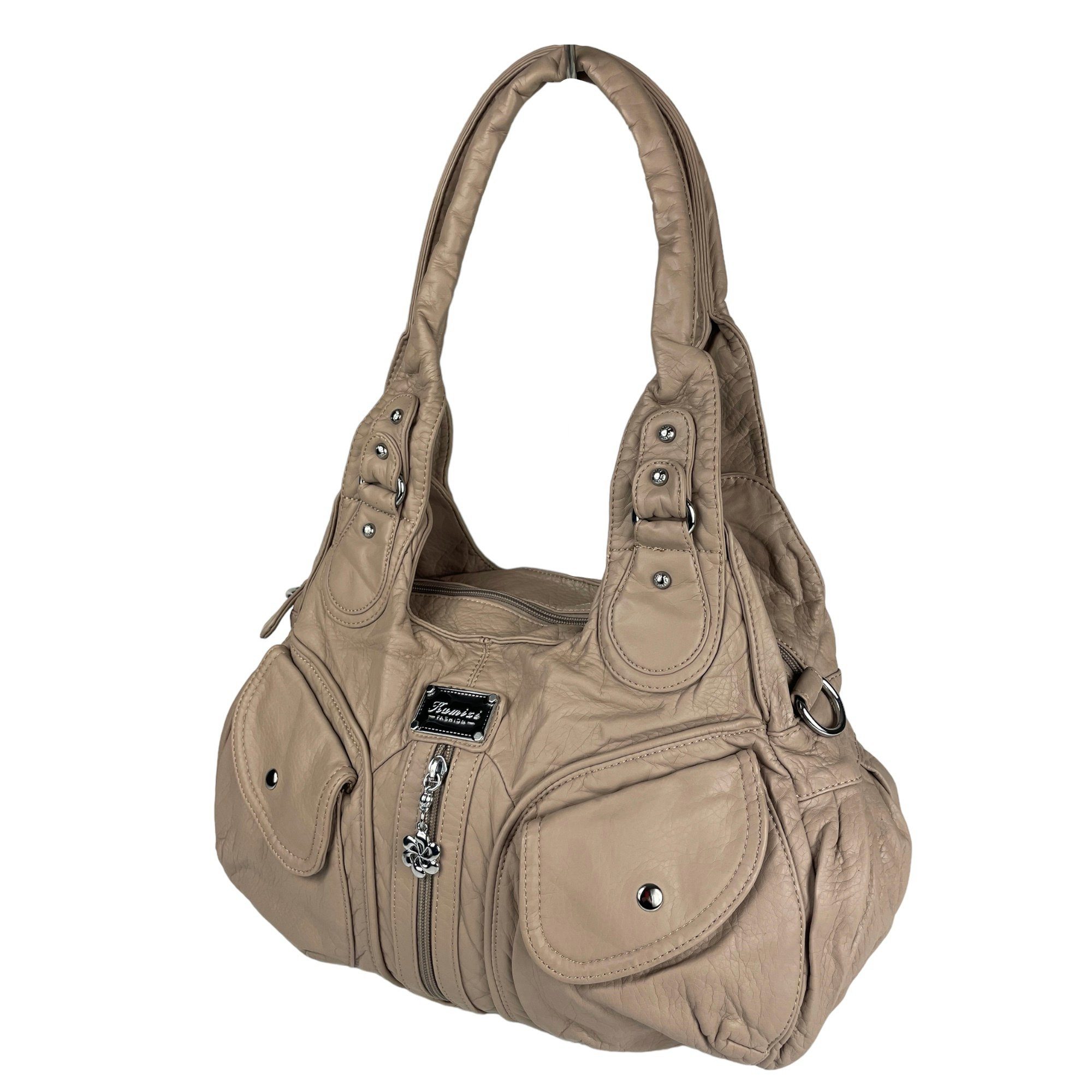 Taschen4life Schultertasche Damen Handtasche AK11311-1, viele Fächer, batik Farben, Schultertasche Alltag, Umhängetasche