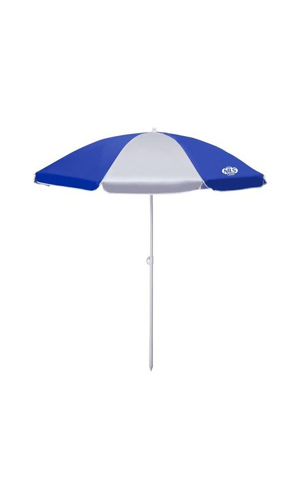 NILS CAMP Sonnenschirm Strandschrim NC7813 (UV-Schutz) blau/weiss - 180x160x100cm