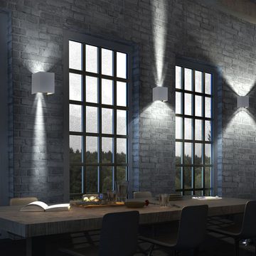 etc-shop Außen-Wandleuchte, LED-Leuchtmittel fest verbaut, Neutralweiß, LED Wand Außen Bereich UP DOWN Leuchte Terrassen Effekt Lampe Flügel