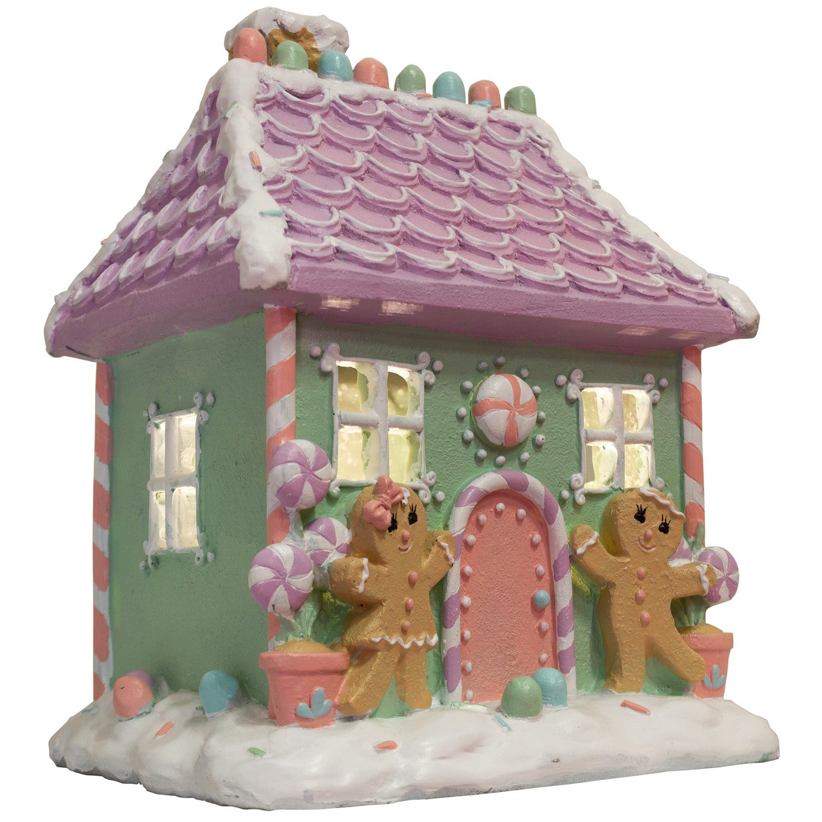 Christmas Paradise Weihnachtshaus Lebkuchenhaus mit LED 21 cm, Weihnachtsdeko, lila-mintgrün, leuchtet