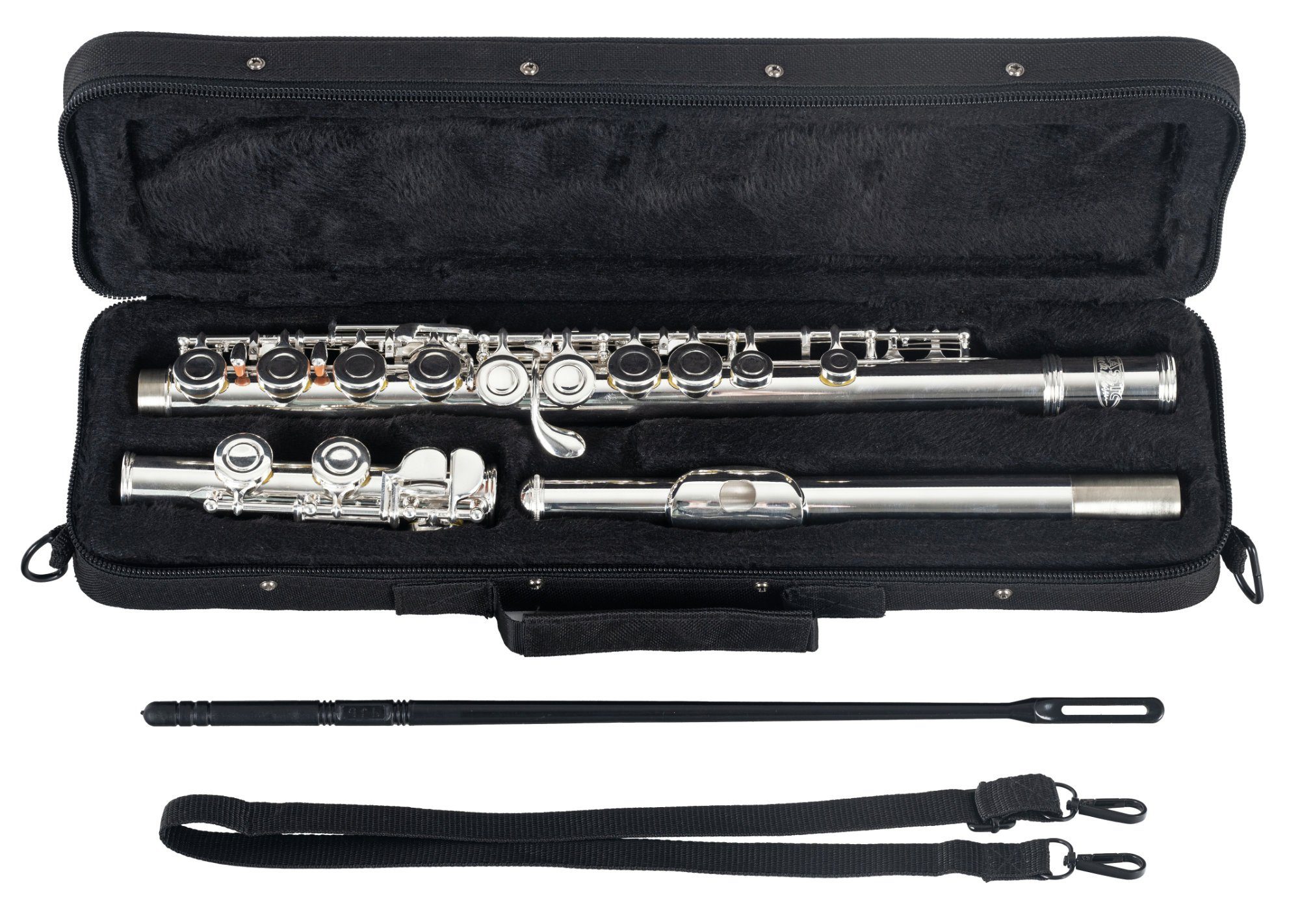 Classic Cantabile Querflöte FL-200 Querflöte komplett aus Neusilber C, Geschlossene Klappen, leichtgängige E-Mechanik