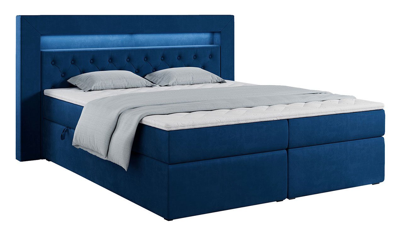 Doppelbett Multipocket-Matratze Bettkasten, Topper MÖBEL Gold und mit Boxspringbett mit 6, MKS