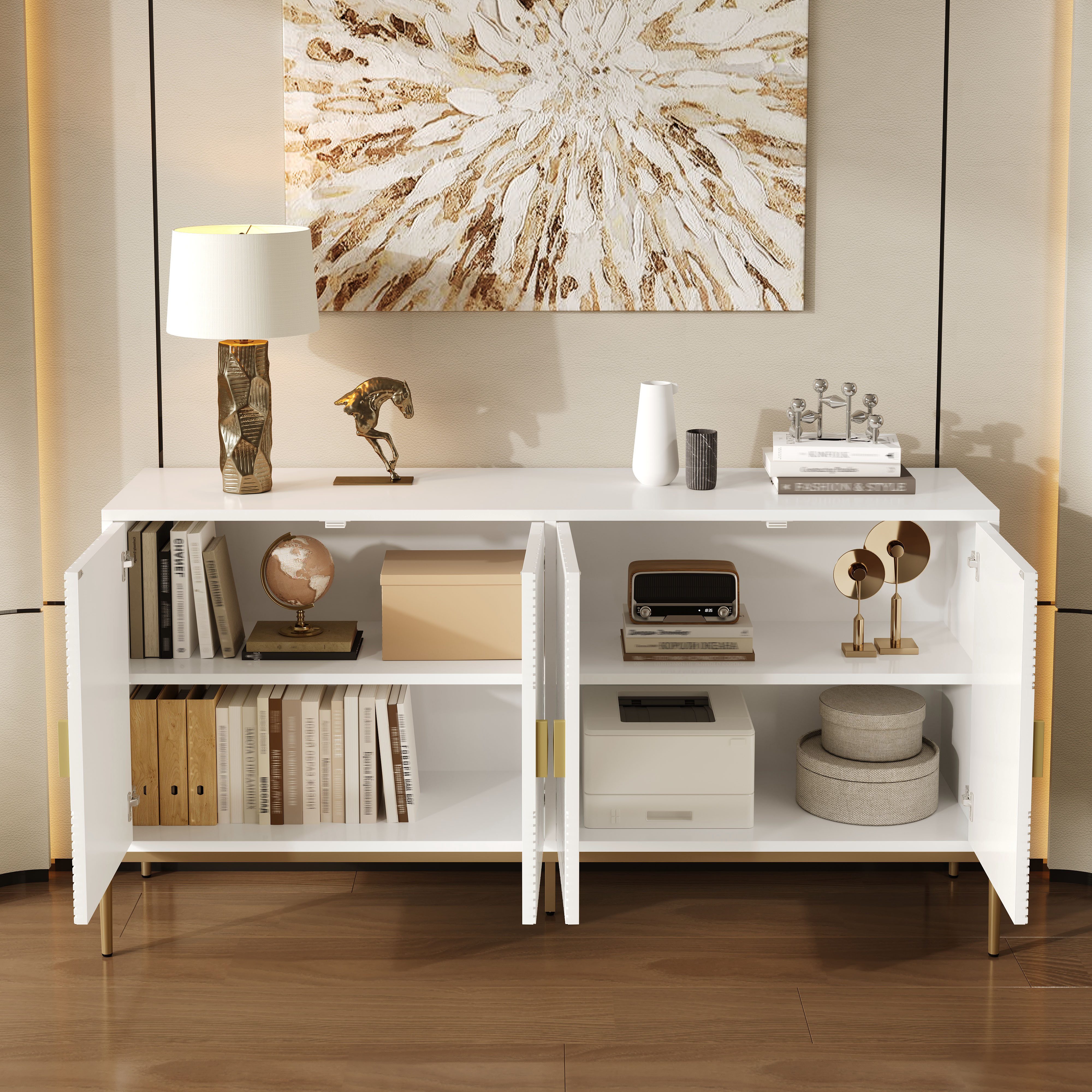 Merax Sideboard mit goldenen Metallbeinen (1 St., 162L x 40B x 80H(cm), Kom günstig online kaufen