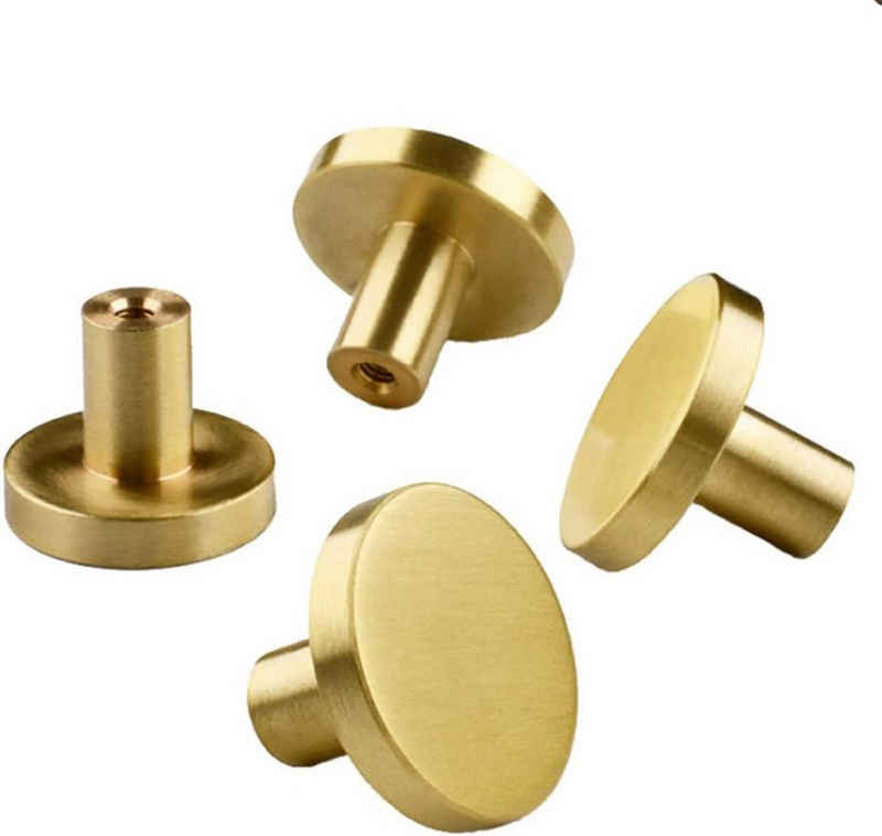 ZanMax Möbelgriff 4 kleine runde Messinggriffe mit einem Loch, gold (20 mm * 25 mm) (4-St)