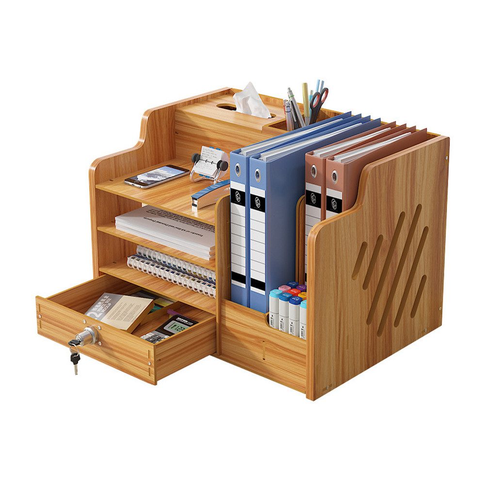 AFKSMILE Schreibtisch-Organizer Schreibtisch-Organizer,Schreibtisch-Aktenordner und Papier-Organizer, Multifunktionaler Stifthalte mit Schublader, für Zuhause, Büro, Schule