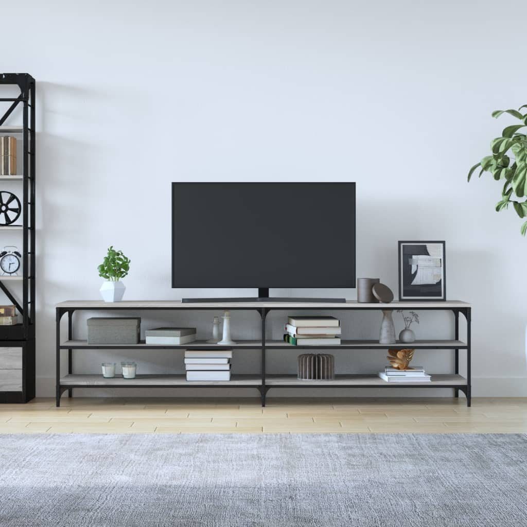 Metall Holzwerkstoff cm TV-Schrank furnicato Sonoma und Grau 200x30x50