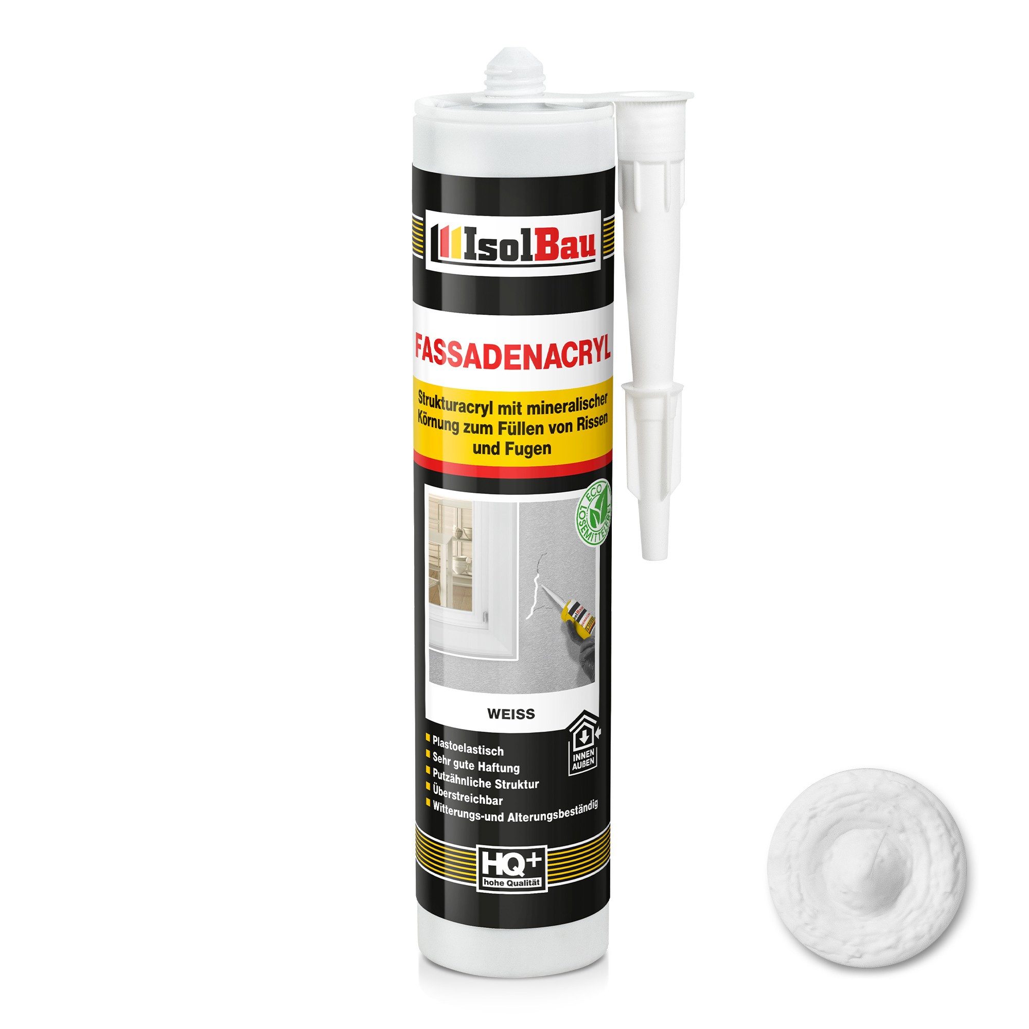 None Spachtelmasse Fassadenacryl Strukturacryl Weiss 300ml Putzacryl körnig Rissacryl, Putz, Beton, Gasbeton, Gipskarton, Faserzement, Stein und Holz