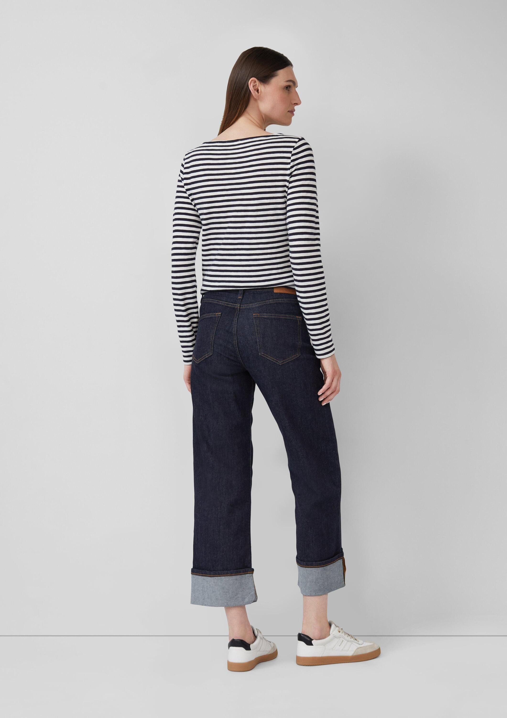 s.Oliver Langarmshirt T-Shirt Gestreiftes Langarmshirt aus Flammgarn mit U-Boot-Ausschnitt