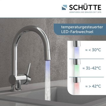 Schütte Spültischarmatur Stella temperaturgesteuerter LED Wasserhahn, 360° schwenkbar