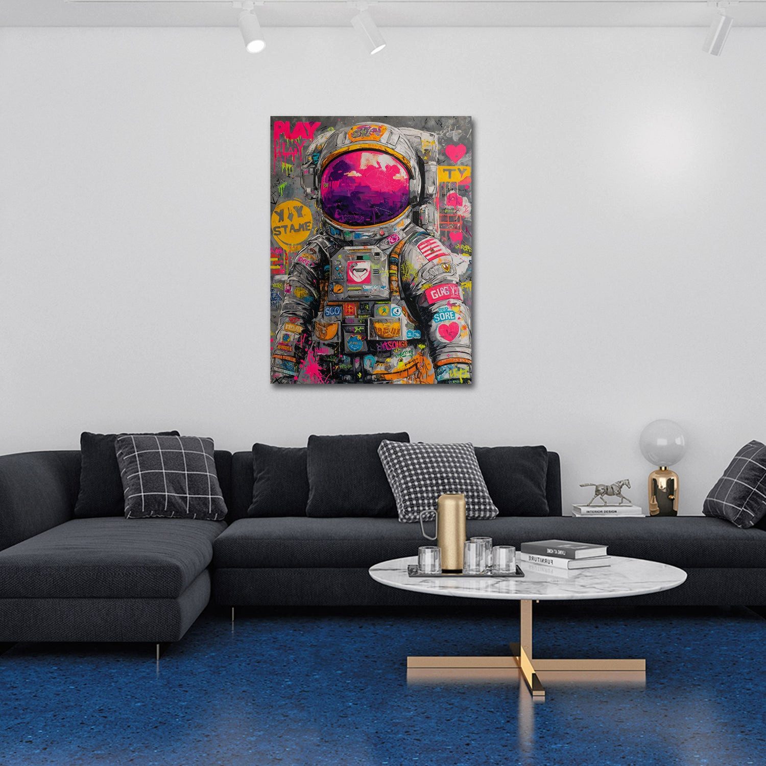 Artedinoi Leinwandbild Astronaut Pop Art Weltraum Leinwandbild Wandbild Kunstdruck XL Wanddek, Astronaut im Weltraum