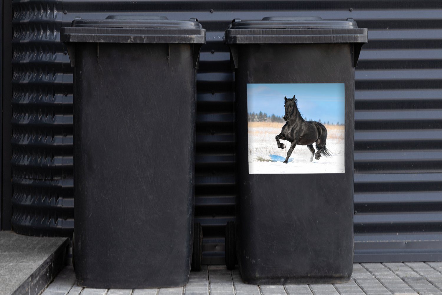 - Friesland St), Friesisches Wandsticker Pferd Schnee Container, (1 Abfalbehälter Mülltonne, Mülleimer-aufkleber, - Sticker, MuchoWow