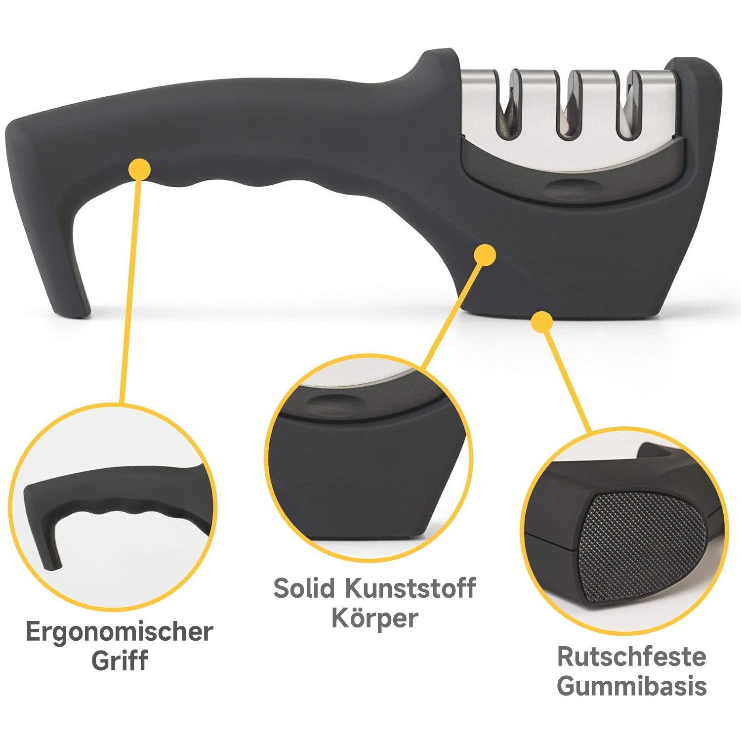 OSTWOLKE Schleifstein Messerschleifer Messerschärfer 3 Stufen Schleifstein Hand Schärfer – Bild 4 von 5