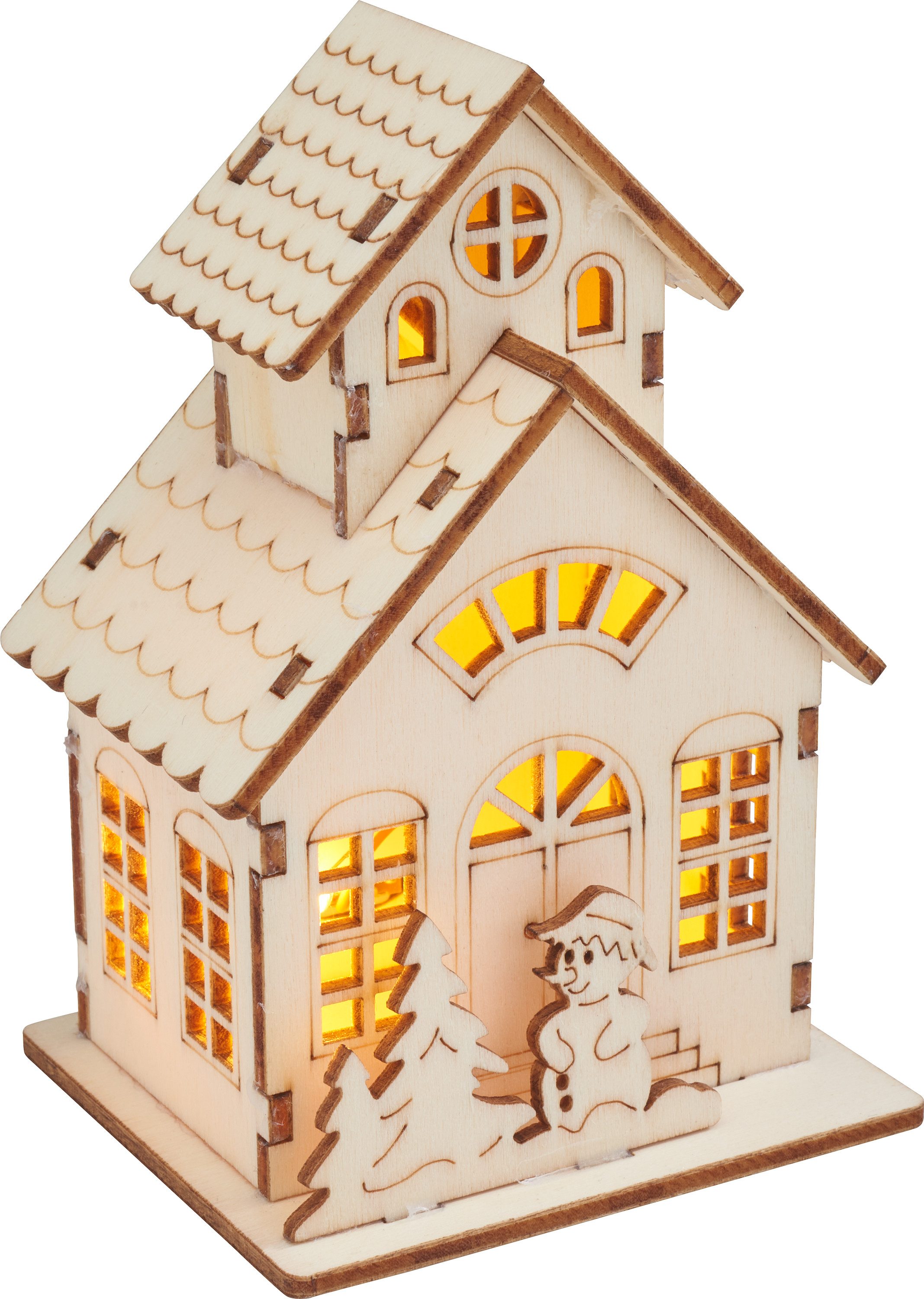 VBS Dekoobjekt Haus mit Turm und Schneemann, 15 Teile