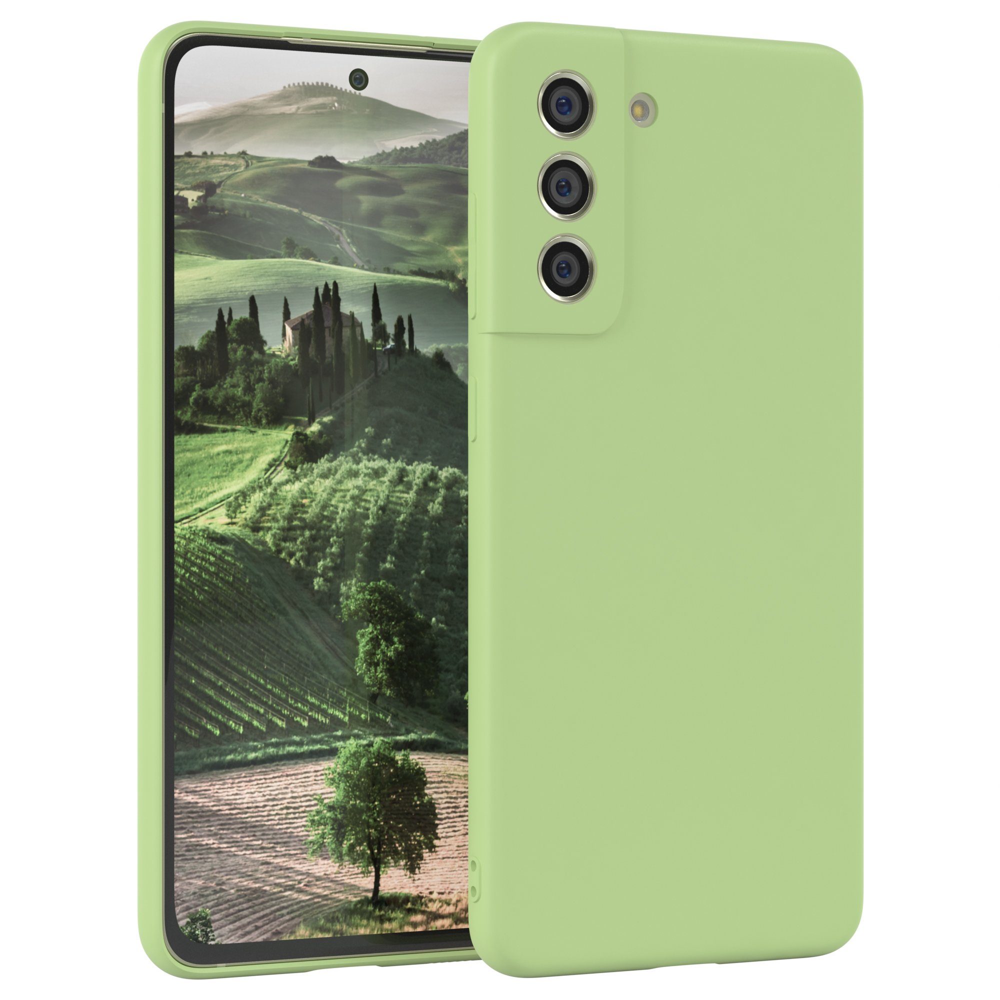 EAZY CASE Handyhülle für Samsung Galaxy S21 FE 5G Hülle Silikon 6,41 Zoll, Smart Slimcover Matt Silikon Schutzhülle mit Kameraschutz tpu Grün